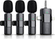3 in 1 Wireless Lavalier Microphone for iPhone, iPad, Android, Camera,12-Hour Battery, mini Noise Reduction Recording Mic 2.4G Ultra-Low Delay, Microphone for Vlog/ TikTok/YouTube Live Stream( 3 Mic)
