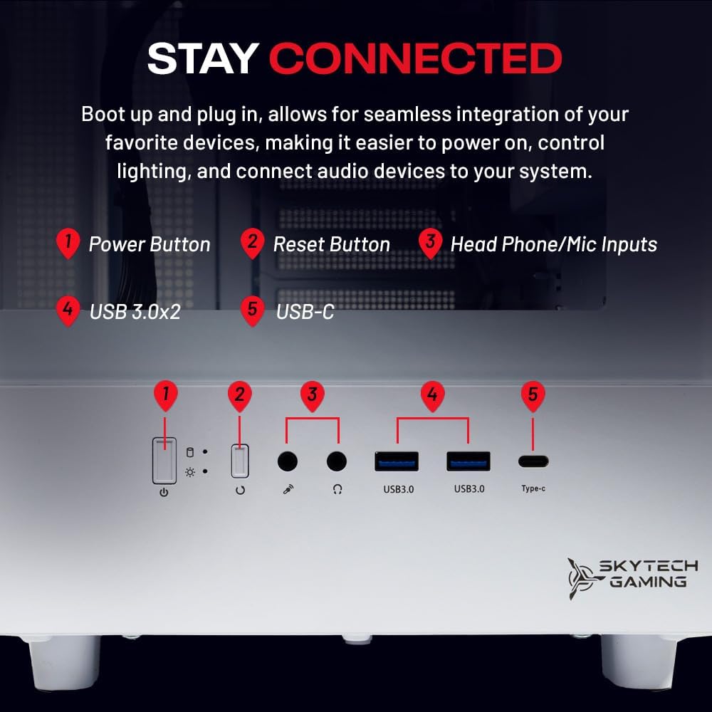 Skytech Gaming Azure 3 Desktop PC, Intel i7 14700F 2.1 GHz (5.3GHz Turbo), NVIDIA RTX 5070 12GB, 1TB Gen4 NVMe SSD, 32GB DDR5 RAM 5200 RGB, 850W Gold ATX 3 PSU, 360mm ARGB AIO, Wi-Fi, Win 11