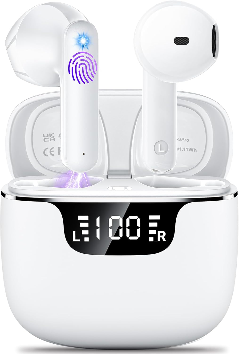 Wireless Earbuds Bluetooth 5.4 with LED Display Case, Mini In-Ear Bluetooth Earbuds, ENC Noise Cancelling for Calls,42H Playtime,Type-C Fast Charging, Touch Control,3.5g Lightweight for Android & iOS