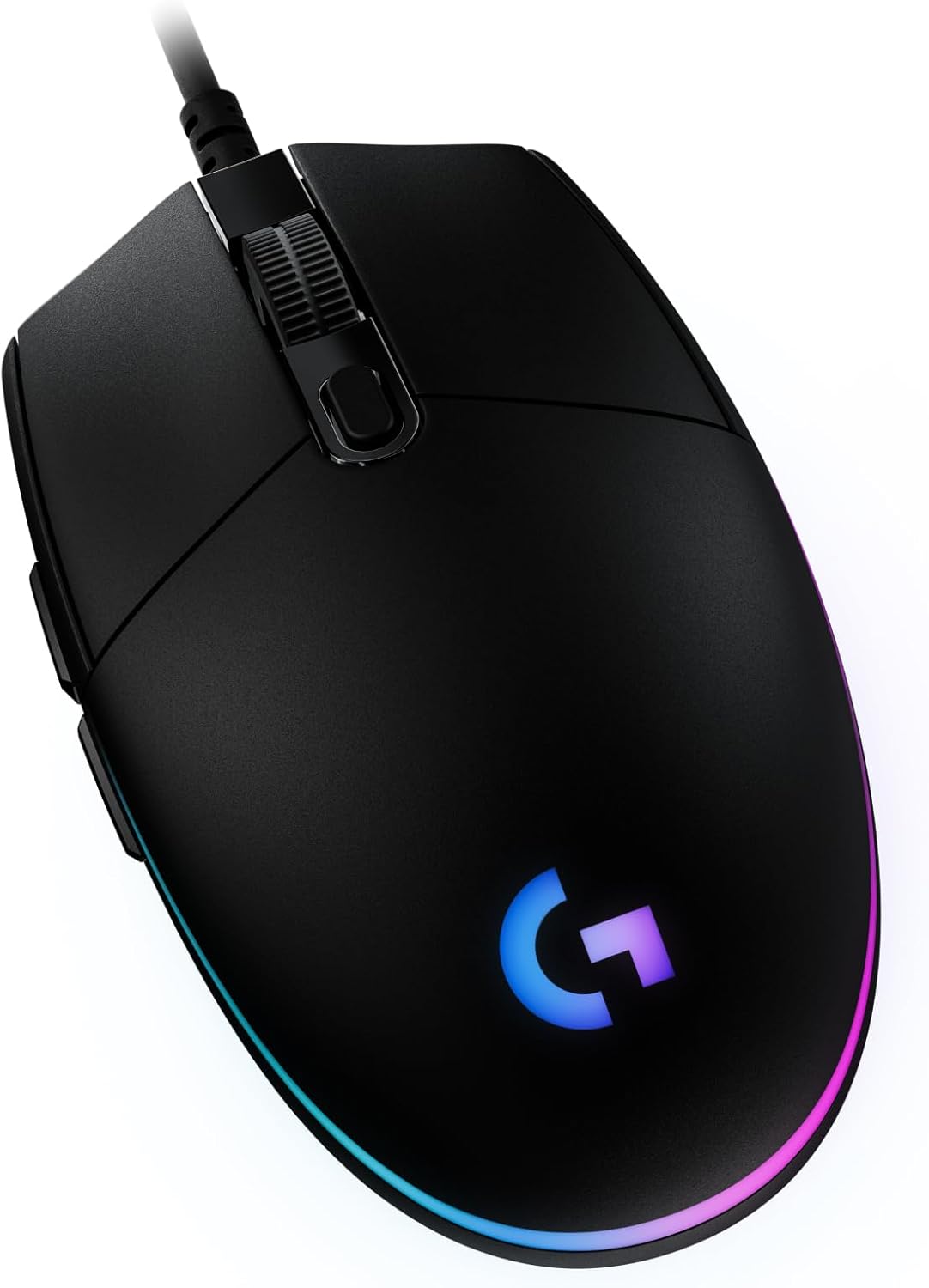 Logitech G203 Wired Gaming Mouse, 8,000 DPI, Rainbow Optical Effect LIGHTSYNC RGB, 6 Programmable Buttons, On-Board Memory, Screen Mapping, PC/Mac Computer and Laptop Compatible - Black