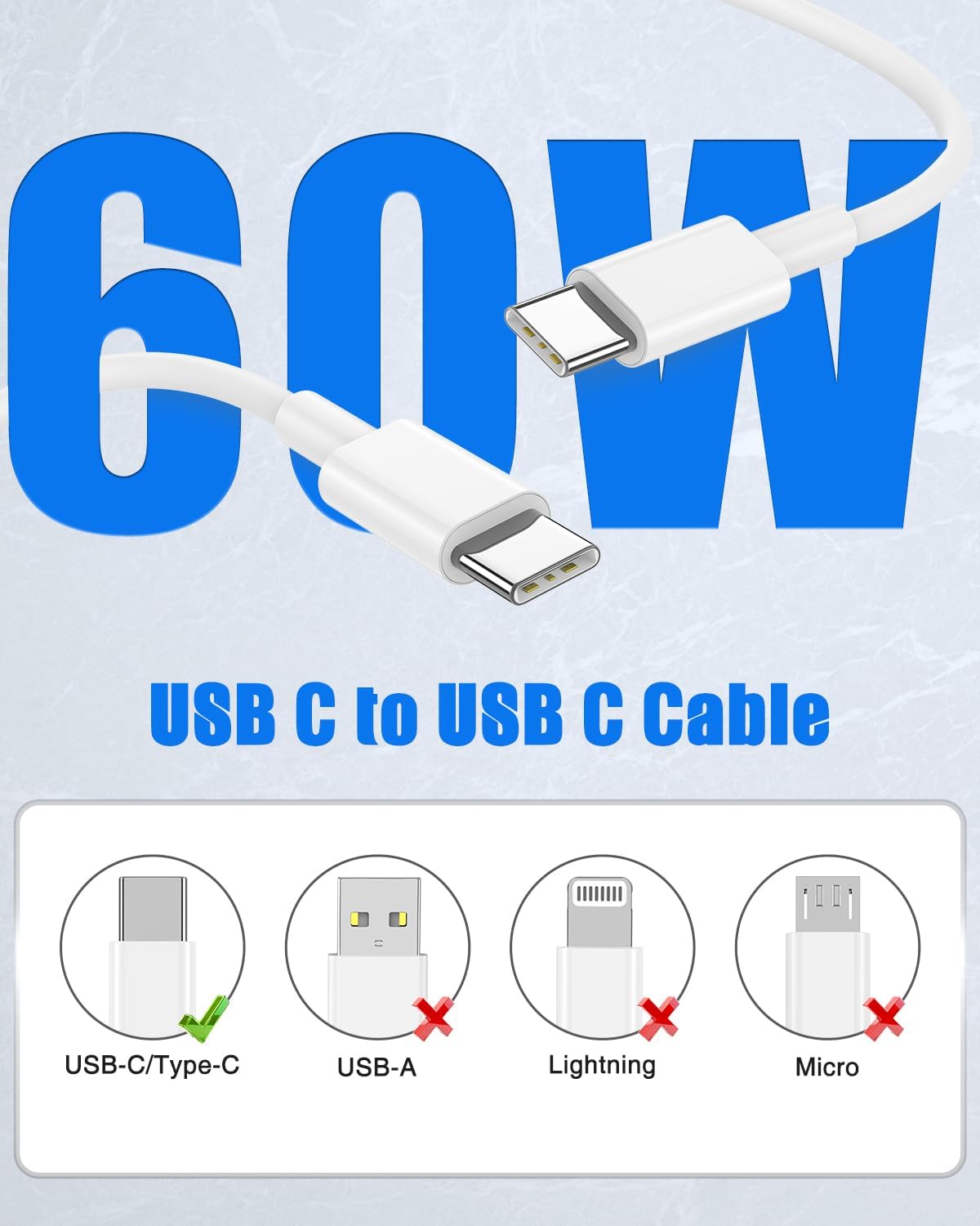 10Pack Bulk USB C to USB C Cable for iPhone 17/Air/16/15 Pro Max, Type C 60W Fast Charging Cord PD 3.0 Compatible for MacBook Pro/Air iPad, Samsung S25/S24, Air Pods [1FTx2/3FTx3/6FTx3/10FTx2]