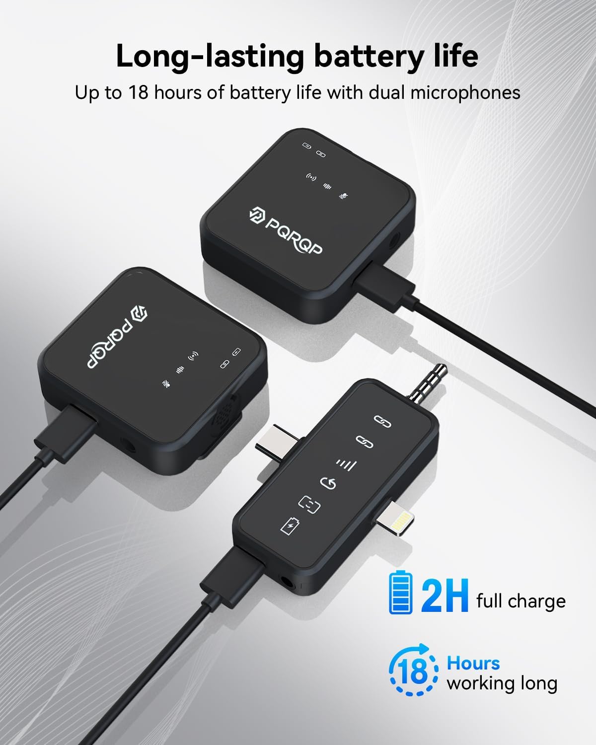 PQRQP 3 in 1 Microphone for iPhone/Android/Camera, Wireless Microphones, 328ft Transmission, 18H Battery Life, Mini Microphone for Record Interview, Vlogs, Tiktok