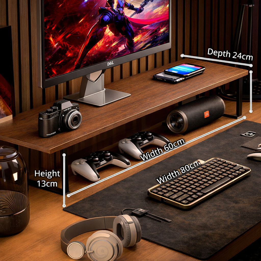 Gaming Monitor Stand Riser – Desktop Computer Elevated Base with Storage for Office & E-Sports Setup