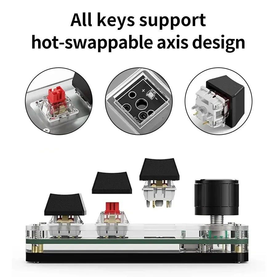 Bluetooth Macro Mechanical Keypad – 3-Key RGB Hotswap Red Switch Custom Programming Pad for Gaming, Photoshop & Productivity