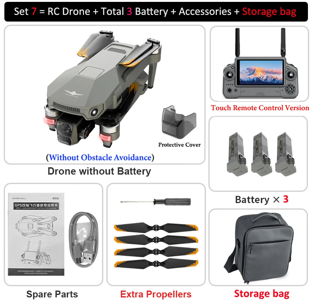 KF100 MAX GPS Drone 4K Camera 3-Axis Gimbal WIFI Obstacle Avoidance Touch Screen FPV Brushless EIS Electronic RC Quadcopter Toys