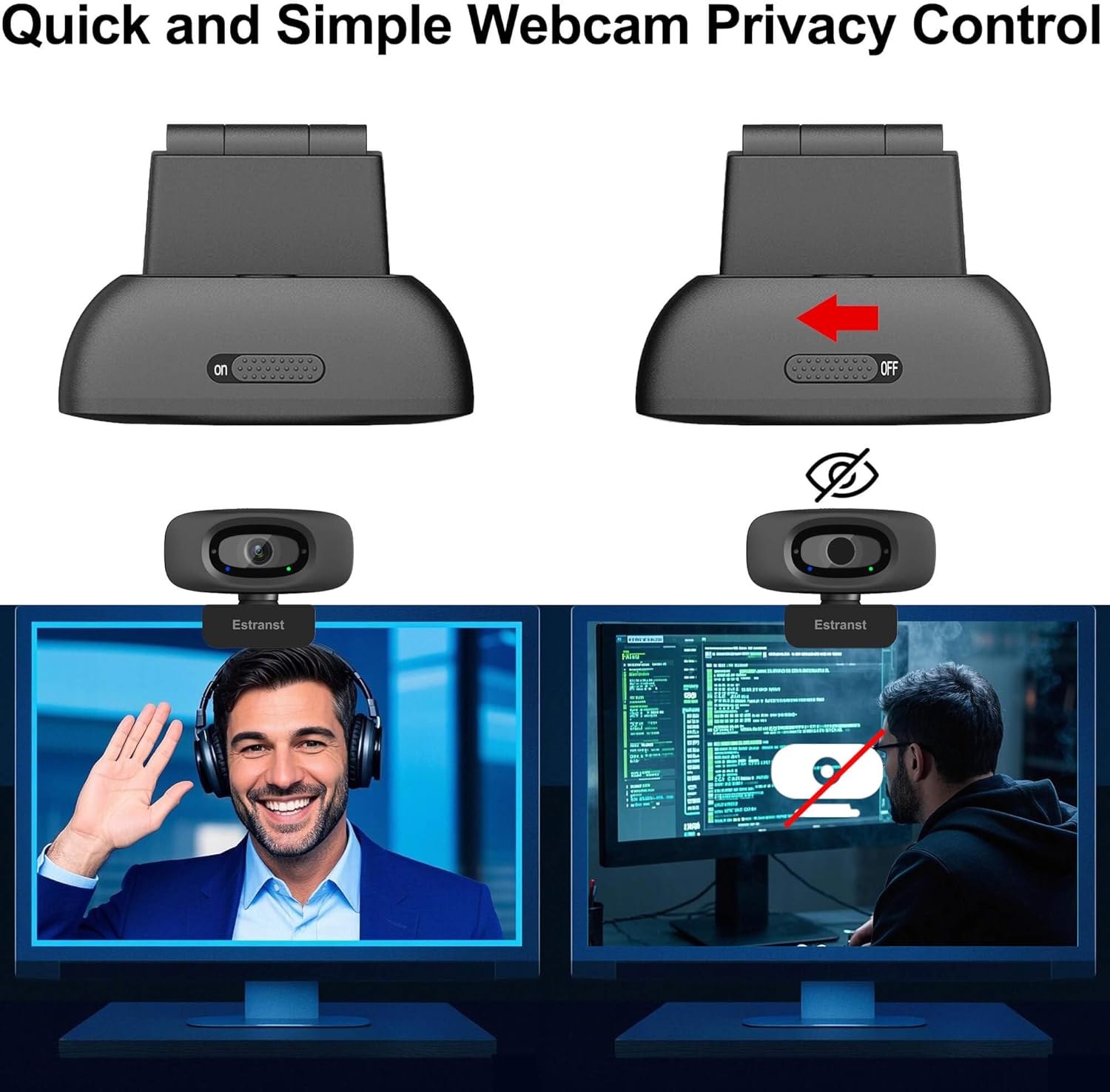 1080P Webcam for PC Laptop MacBook Computer Desktop, with Microphone & Privacy Cover & USB C Adapter
