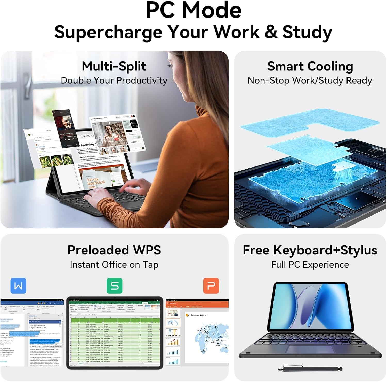 Blackview 13 inch Android 15 Tablet with Keyboard, 12.7