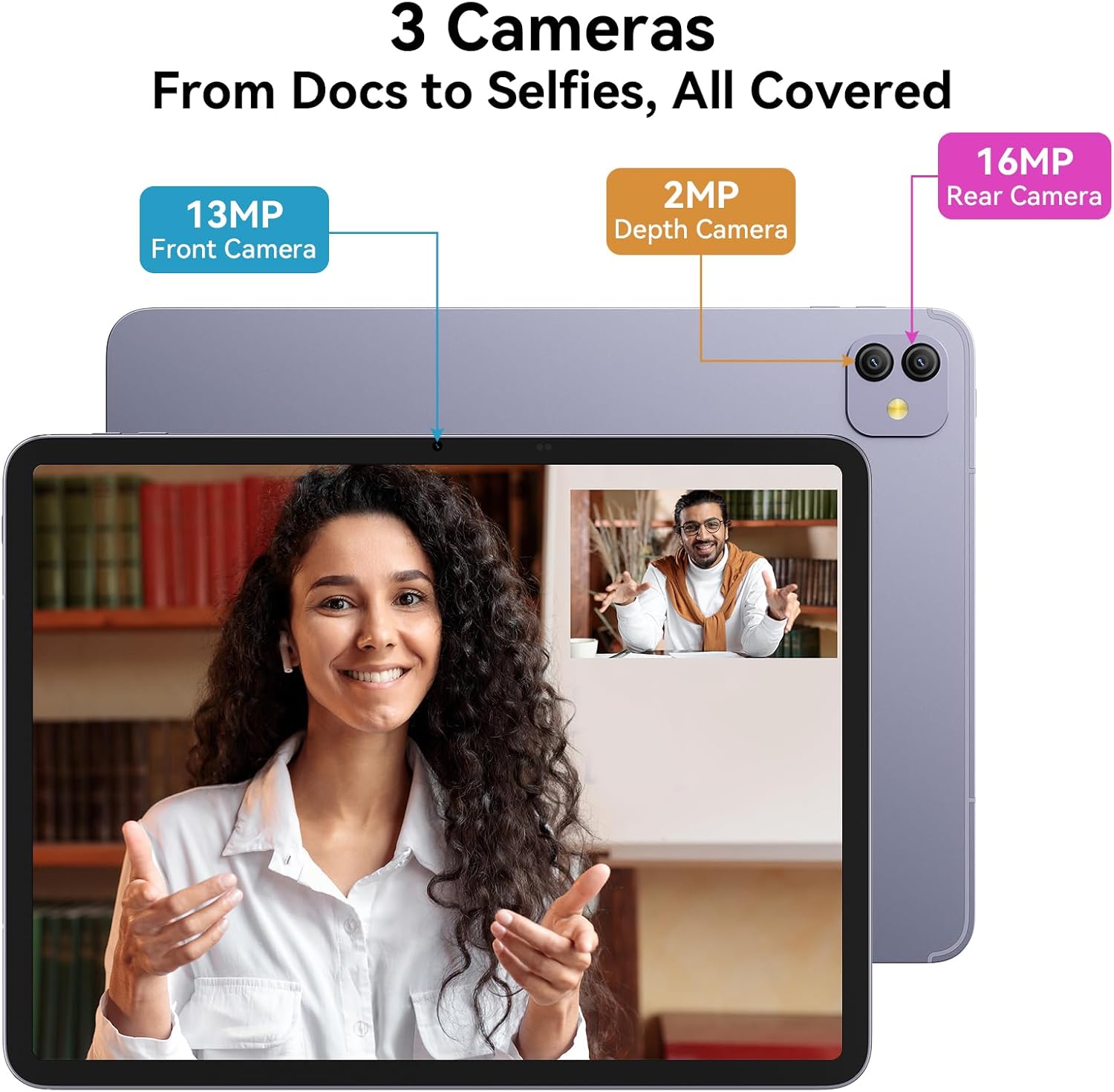 Blackview 13 inch Android 15 Tablet with Keyboard, 12.7 inch Large Screen Gaming Tablet with Pen, Helio G100,36GB+256GB, 90 Hz, 2K+, 3 AI Cameras, Widevine L1, 5G WiFi, GPS- Link 8