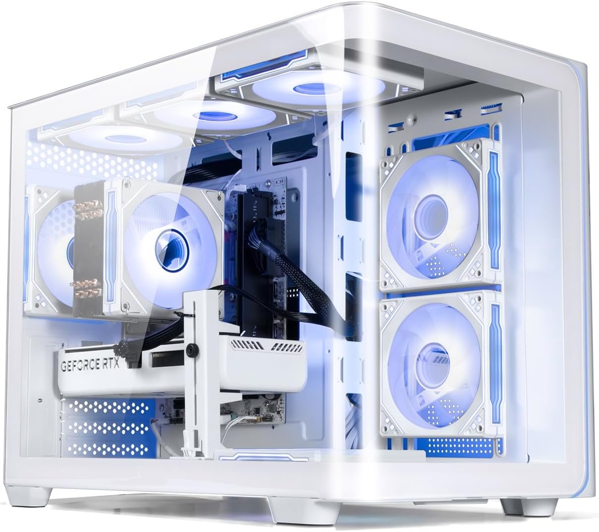 Pre Built Desktop Gaming PC DDR5 32GB, RTX 5060 8GB, Ryzen 7 8700F 8Cores 4.1G Up to 5G, 1TB NVMe SSD, WiFi 6 Tower Computer for Gamer, Home and Office White 4K VR 8K