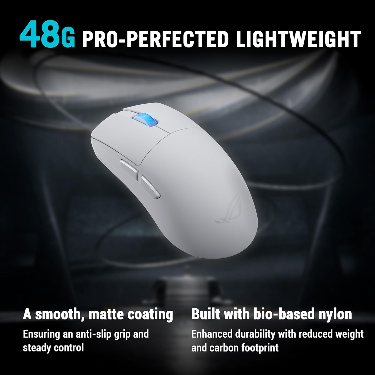 ASUS ROG Harpe II Ace Wireless Esports Gaming Mouse – 2025, Pro-Tested, Right-Handed, 48g Lightweight, Tri-Mode Connectivity, 42K DPI, 8K Polling, 101Hr Battery, Web-Based Tool, PC/Mac Support - White