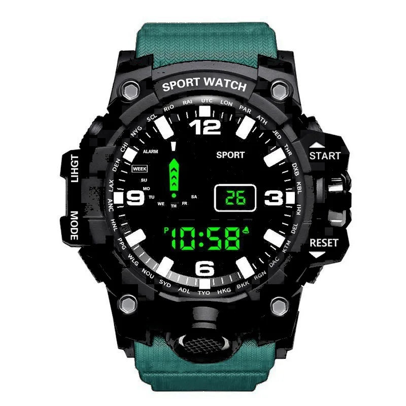 Men’s Military Sports Digital Watch – Large Dial, Waterproof, Luminous, Multifunctional with Alarm for Outdoor Use