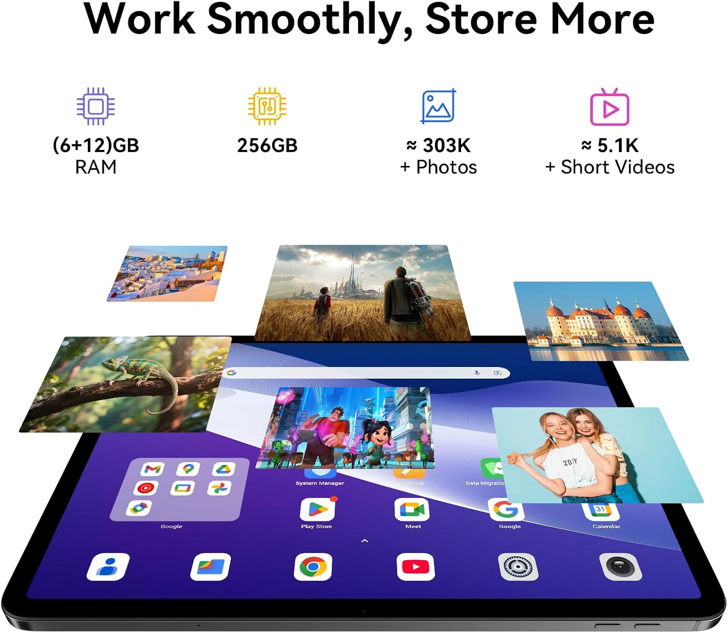 Blackview 13 inch Android 15 Tablet with Keyboard, 12.7