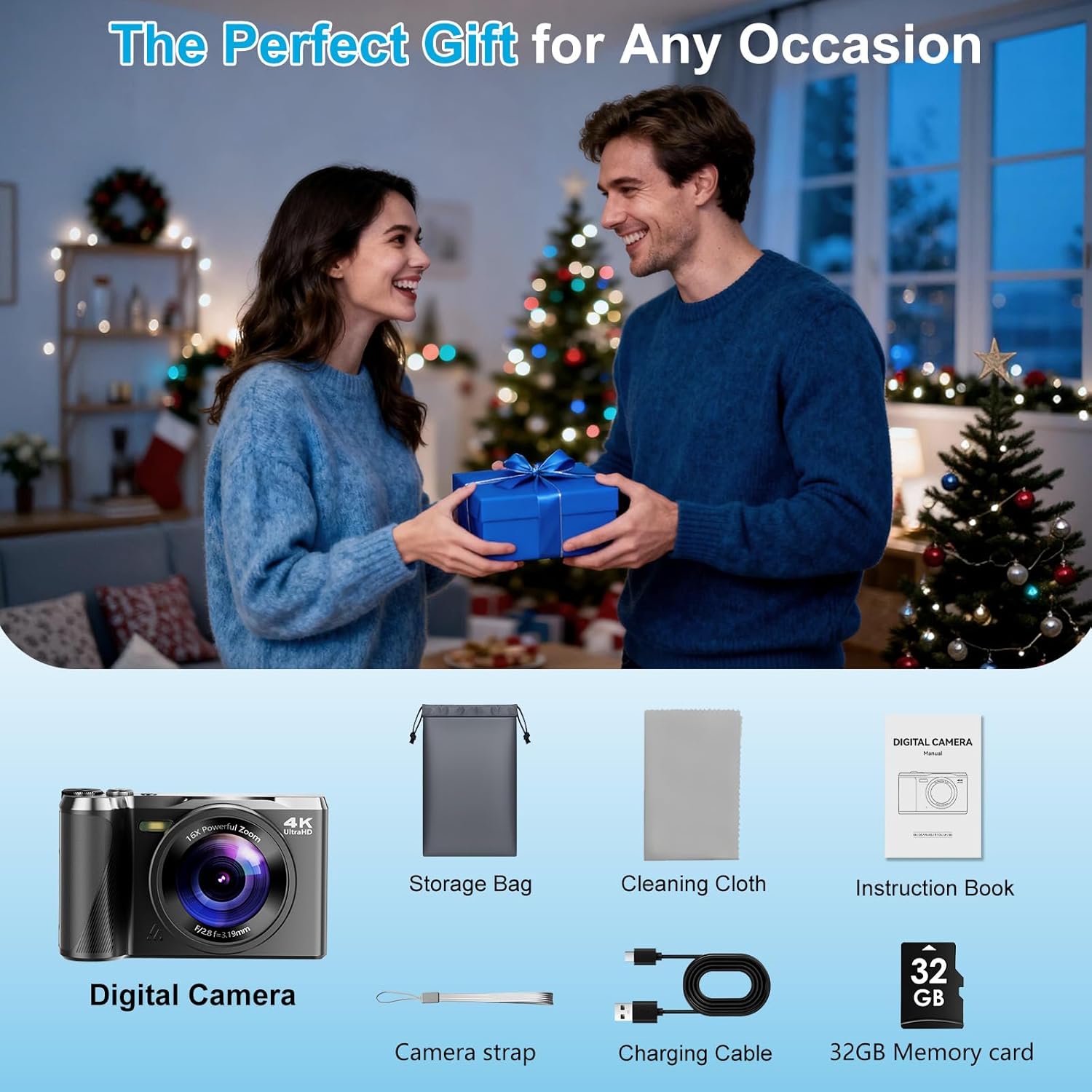 4K Digital Camera for Photography- 56MP Autofocus Vlogging Camera with 3