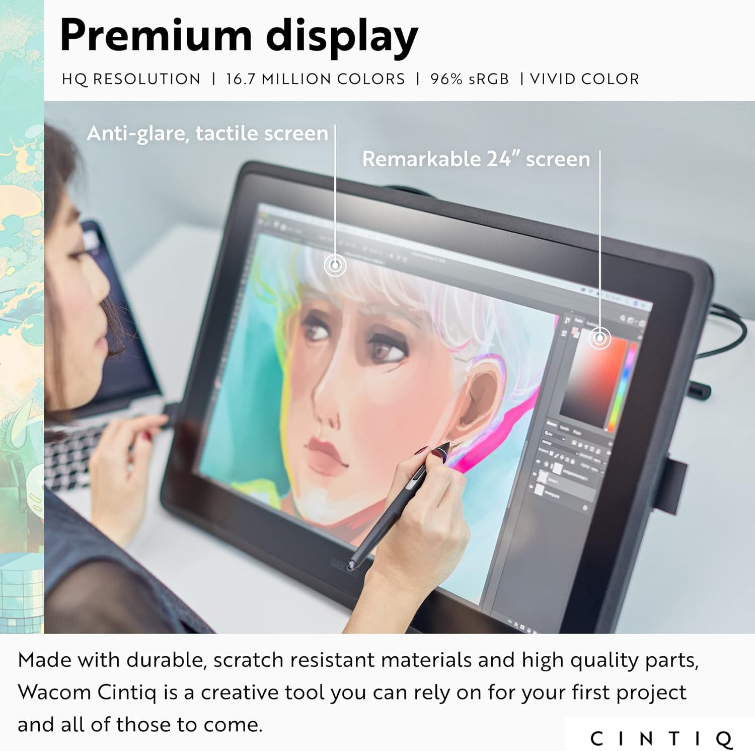 Wacom Cintiq 22 Drawing Tablet with Screen, 21.5" Full HD Display Graphic Arts Tablet Includes Pro Pen 2 w/Tilt Response, Graphic Design Animation Display Pad for Mac, PC