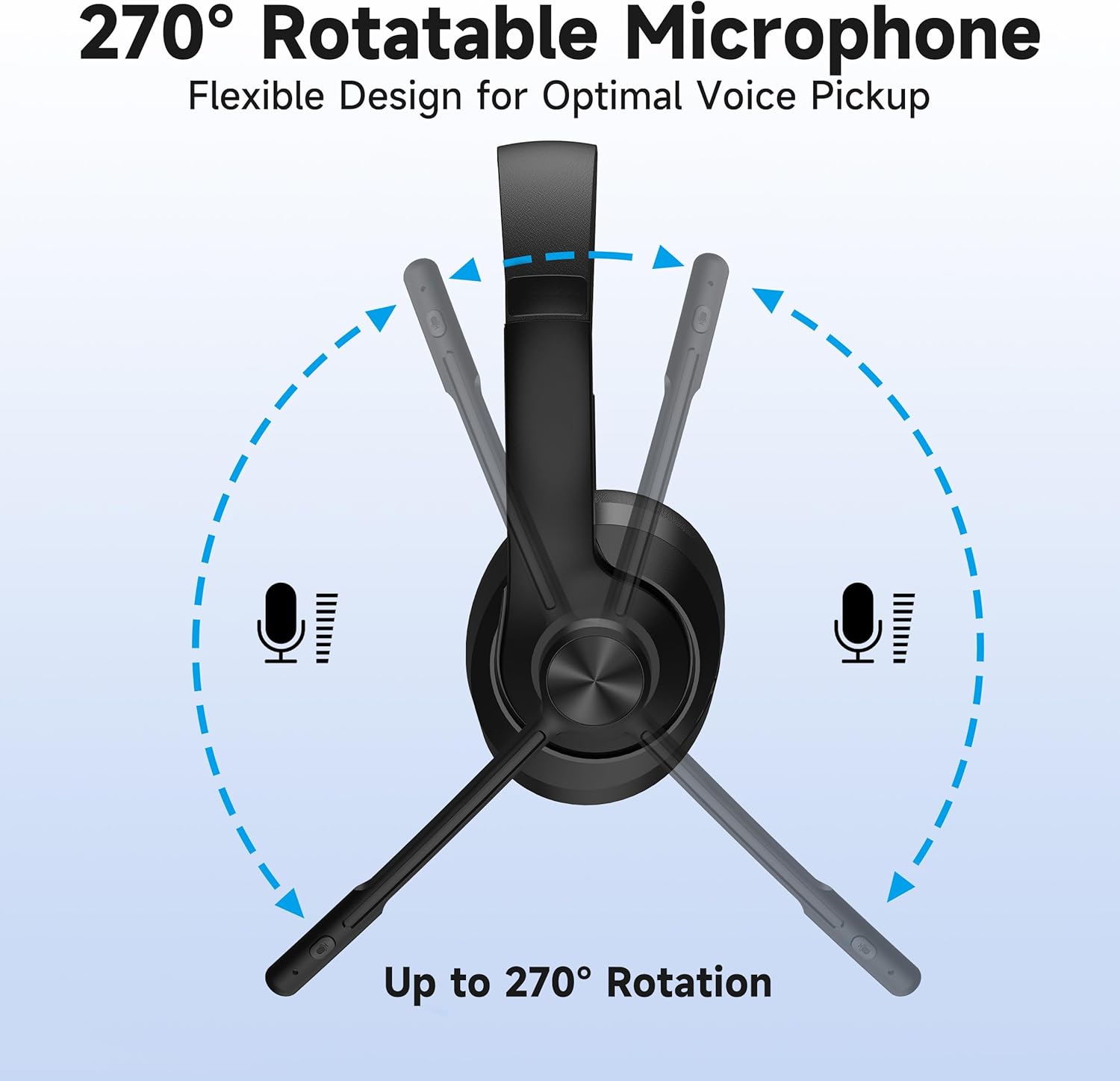AOC Wireless Headset with Mic for Work, Bluetooth 5.4 Headphones with Noise Canceling Microphone, USB C, 30H, Clear Calls & Mic Mute for PC, Laptop, Cell Phones, Zoom - Black