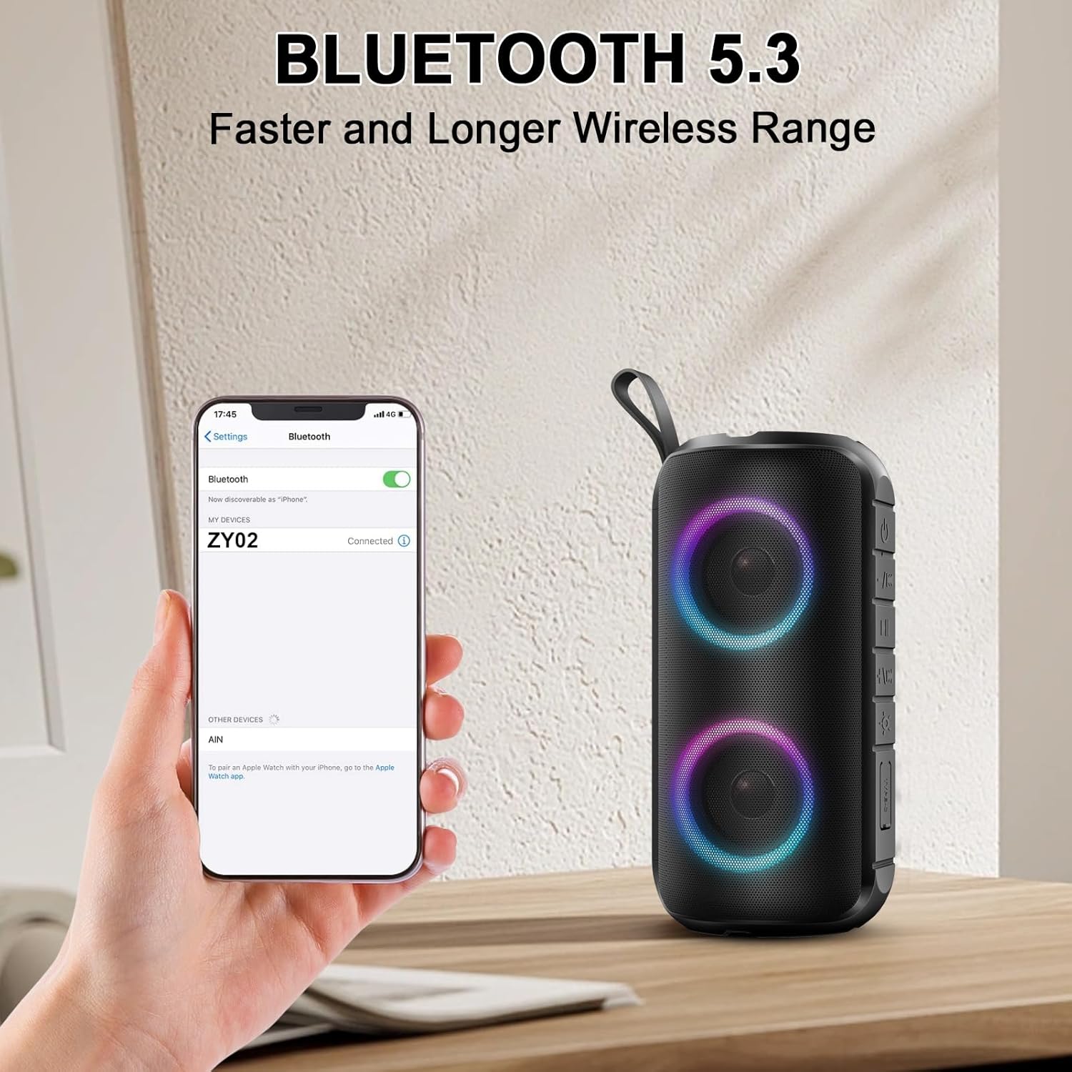 Bluetooth Speaker, 2025 New Portable Wireless Speaker with 6D Loud Sound, IPX7 Waterproof, HD Call, RGB Lights, 12H Playtime for Home/Party/Outdoor/Beach, Electronic Gadgets, Birthday Gift