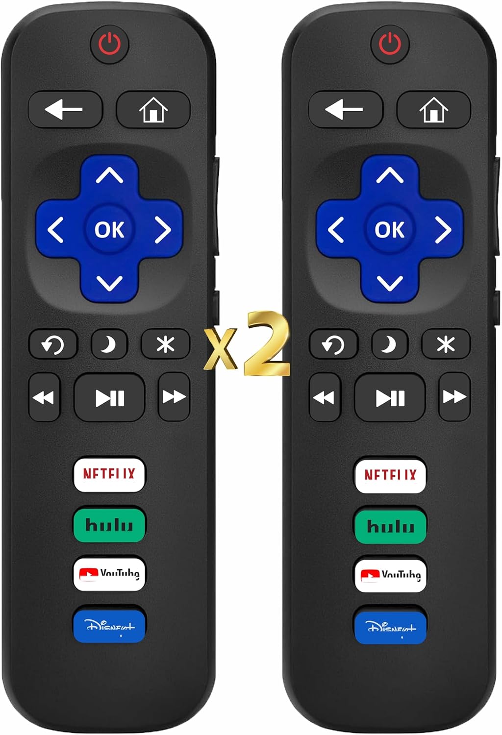 (Pack of 2) Compatible with Roku TV Remote Control Replacement, TCL Roku, Hisense, Sharp, Onn Roko, Element, RCA Roko Smart TV Series (No Voice, Not for Ruku-Stick/Box). 1 Year Warranty.