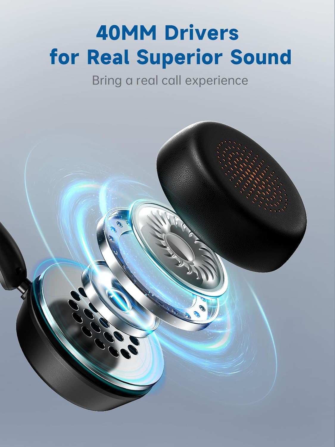 Wireless Headset with Mic for Work, Bluetooth 5.4 Headphones with AI Noise-Canceling Mic for Clear Calls, Wireless Headsets with Mic Mute & USB A/C Dongle for PC, Computer, Laptop, Black