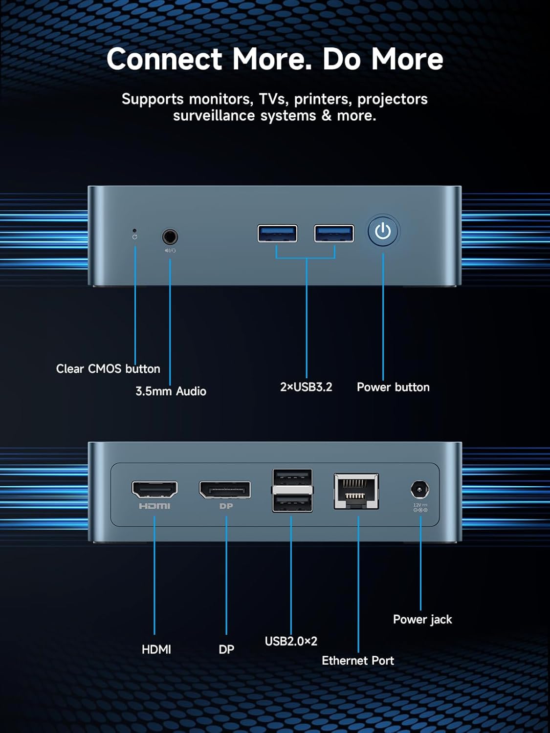 Bmax Mini PC B2 Power Intel 5205U 8GB DDR4 256GB M.2 NVMe SSD Support Expansion (64GB&4TB),HDMI 1.4&DP 1.2, USB3.2,4K Dual Display 2.4G/5G WiFi & BT5.0 Mini Desktop Computers for Home/Office/Design