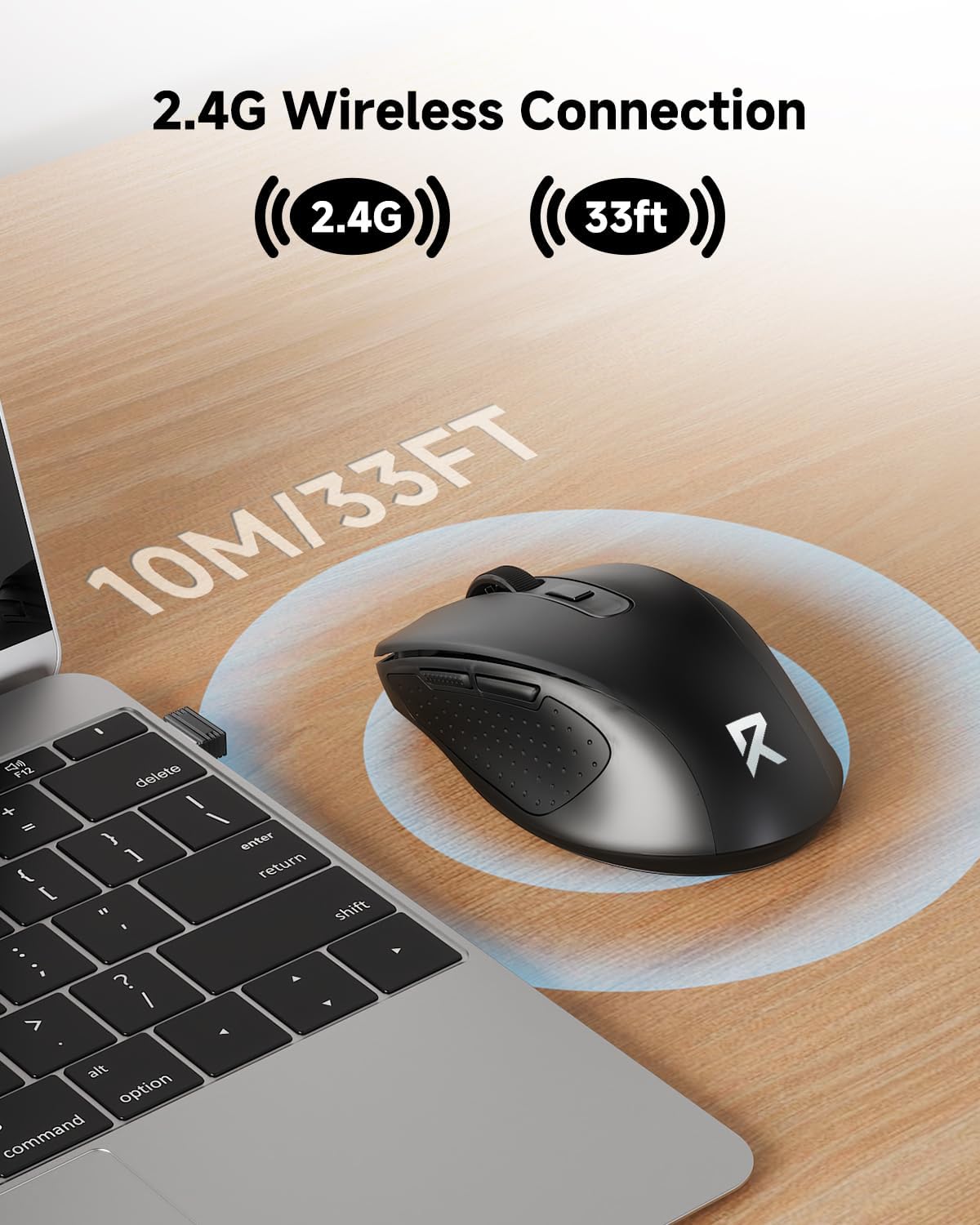 Redragon Wireless Mouse for Laptop, 2.4G Optical Computer Mouse 5-Level 4000DPI, Office Cordless USB Mice, 6 Buttons, 18 Months Battery, Portable for PC, Chromebook, Wins, Mac, Small to Medium Hand