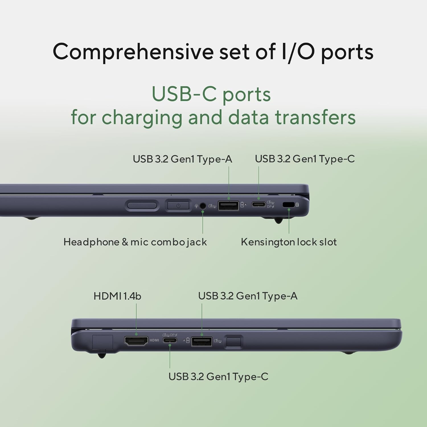 ASUS Chromebook CR11 Ruggedized Laptop, 11.6” Display, Intel Processor N100 Processor, 4GB RAM, 64GB eMMC Storage, Antimicrobial Guard, Spill-Resistant Keyboard, Mineral Grey, CR1104CGA-AS44