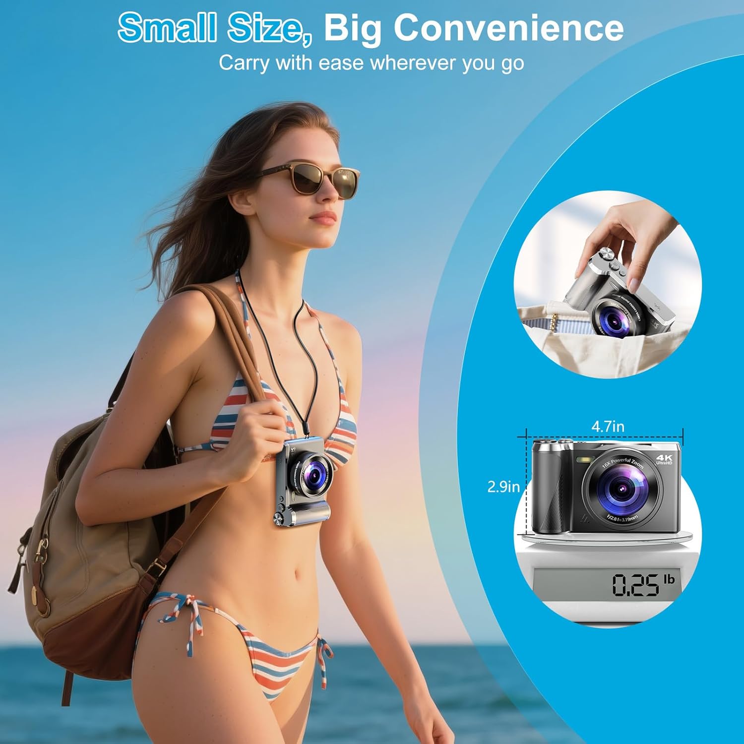 4K Digital Camera for Photography- 56MP Autofocus Vlogging Camera with 3