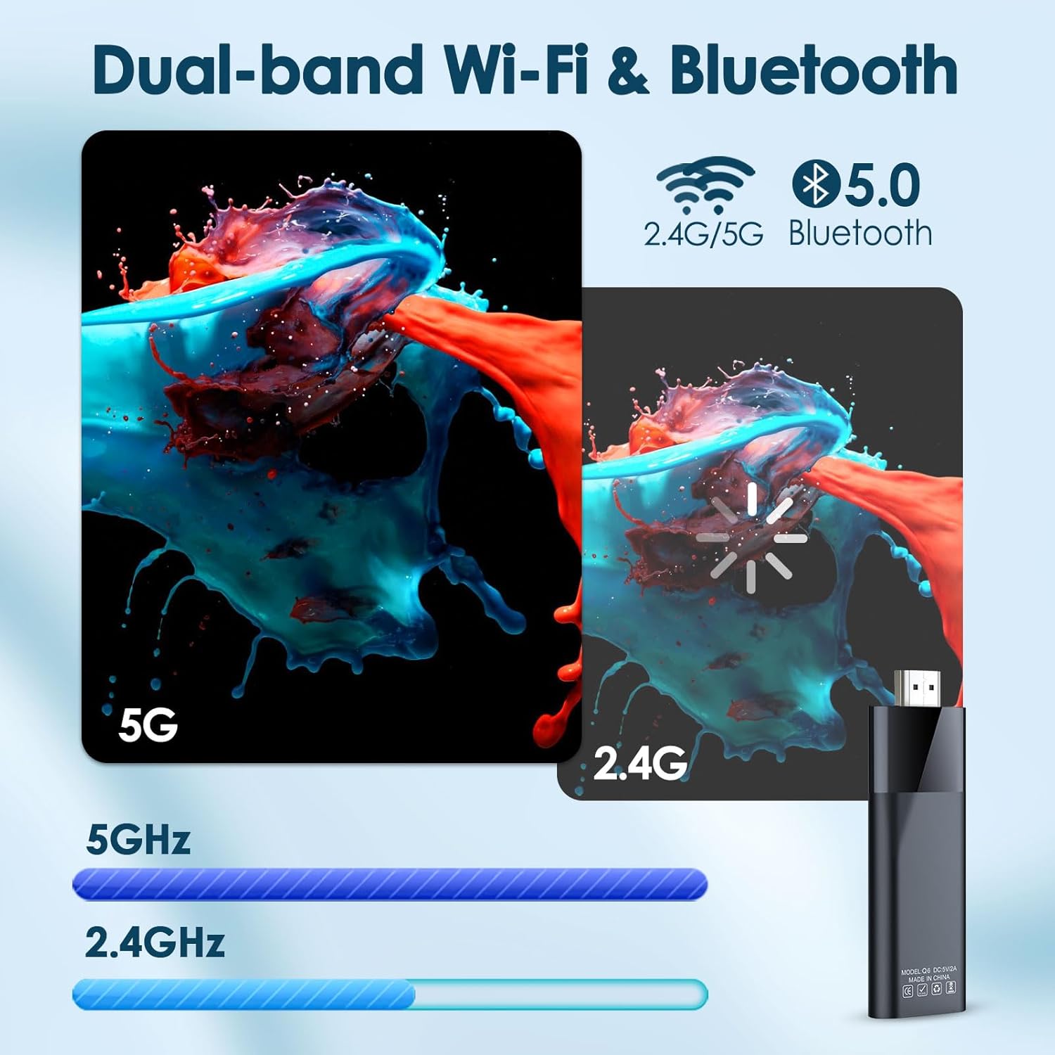 BL Android TV Stick 4K, 2025 Android TV Stick 10.0 2GB RAM 16GB ROM, H313 CPU Supports 2.4G/5G Wi-Fi Bluetooth 5.0 USB HDR10 with Bluetooth Voice Remote Control