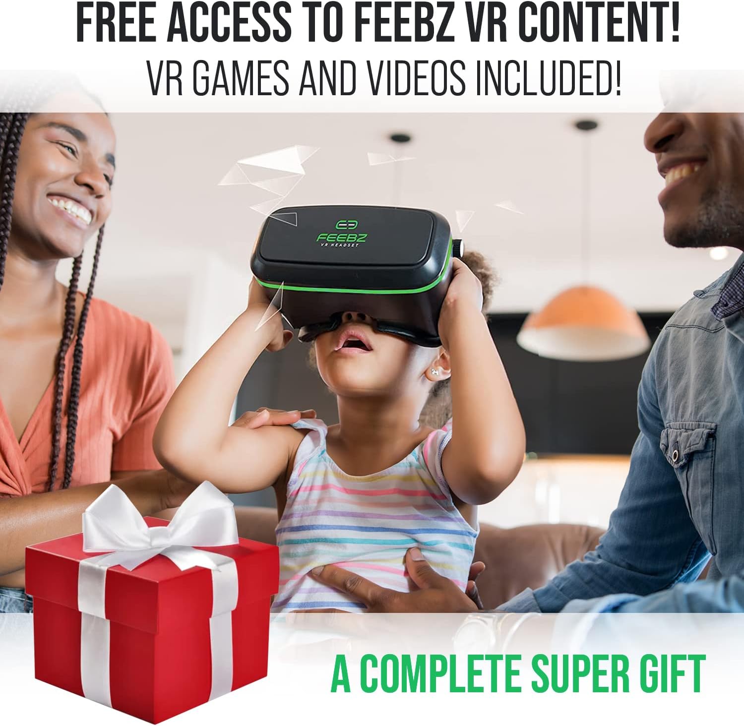 FEEBZ 3D VR Headset for Kids 2.0 + Android Remote - for iPhone & Android Phones | with 3D VR Videos & Apps Links | Virtual Reality Goggles Set for Beginners