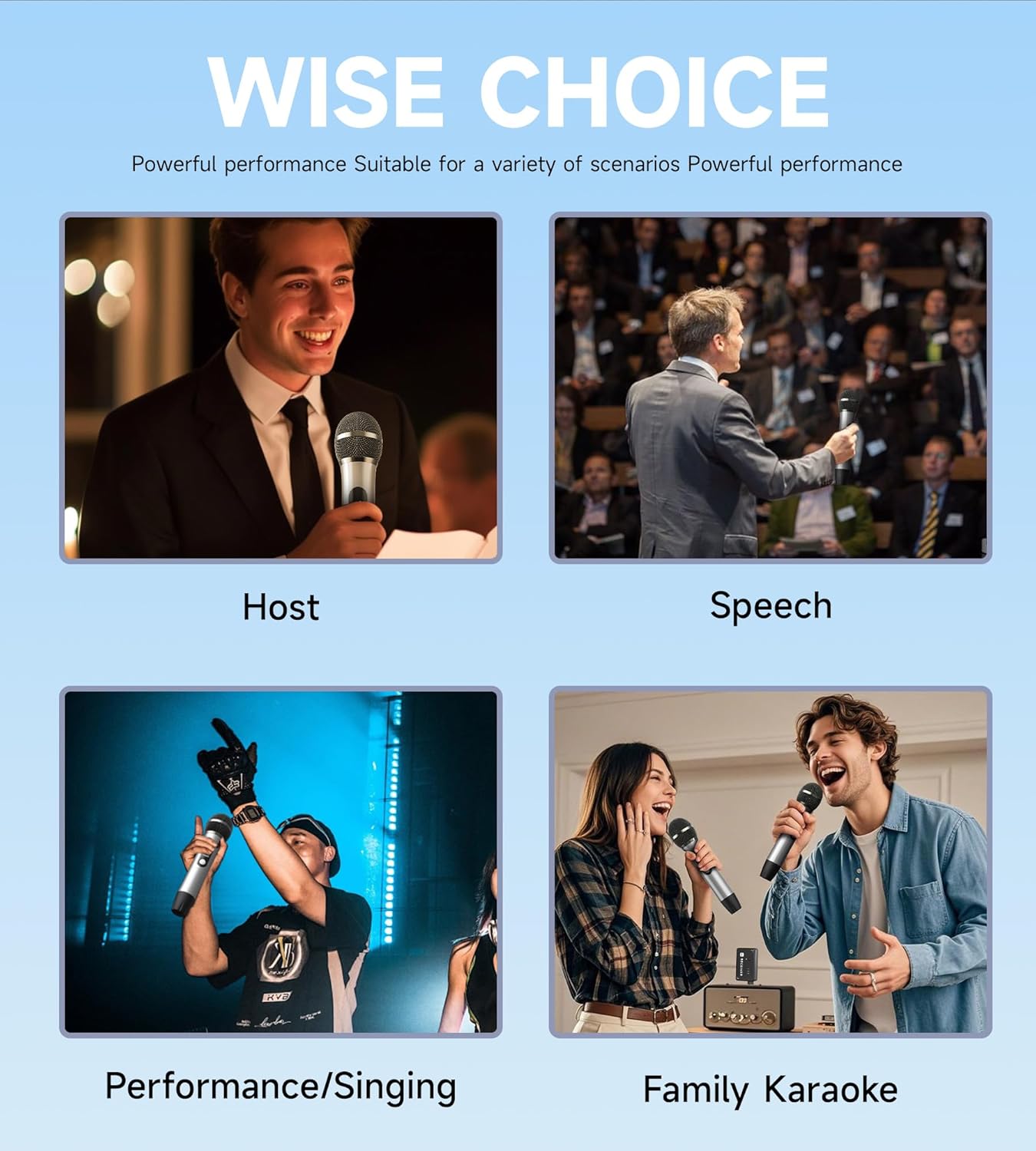 Wireless Microphones, Wireless Microphone with One-to-One Chip Connection, 40H Duration, 200 FT Distance Receiving, Semi-Metallic tube Microphone for Singing, Video Recording, YouTube, Home Party