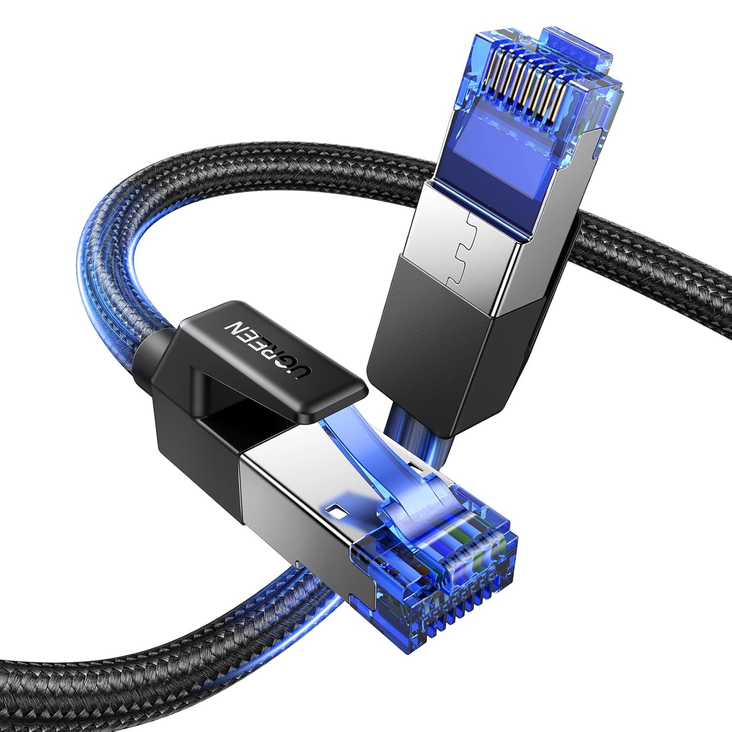 UGREEN Cat 8 Ethernet Cable 6FT, High Speed Braided 40Gbps 2000Mhz Network Cord Cat8 RJ45 Shielded Indoor Heavy Duty LAN Cables Compatible for Gaming PC PS5 Xbox Modem Router 6FT