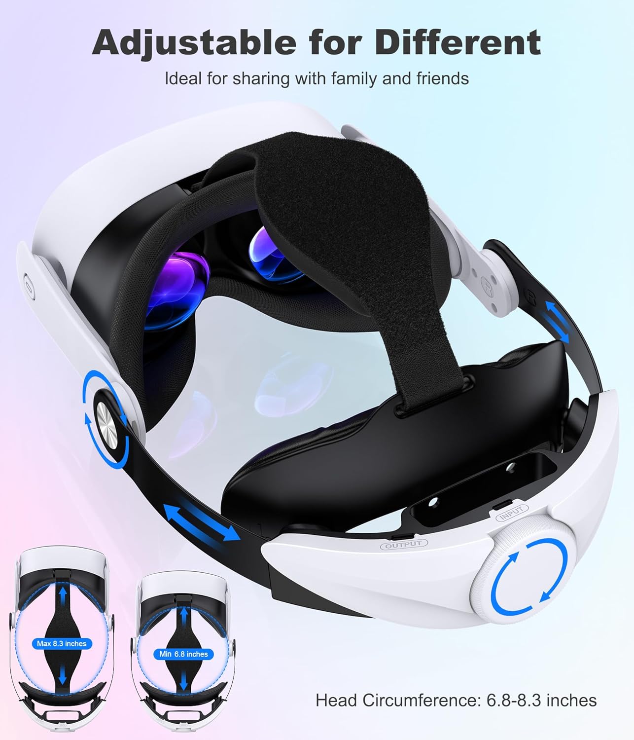 Kawaye Head Strap Compatible with Meta Quest 2/Quest 3S/Quest 3, Large Cotton Back Pads for More Comfort, Adjustable VR Headset Strap Accessories Enhanced Support&Reduce Pressure