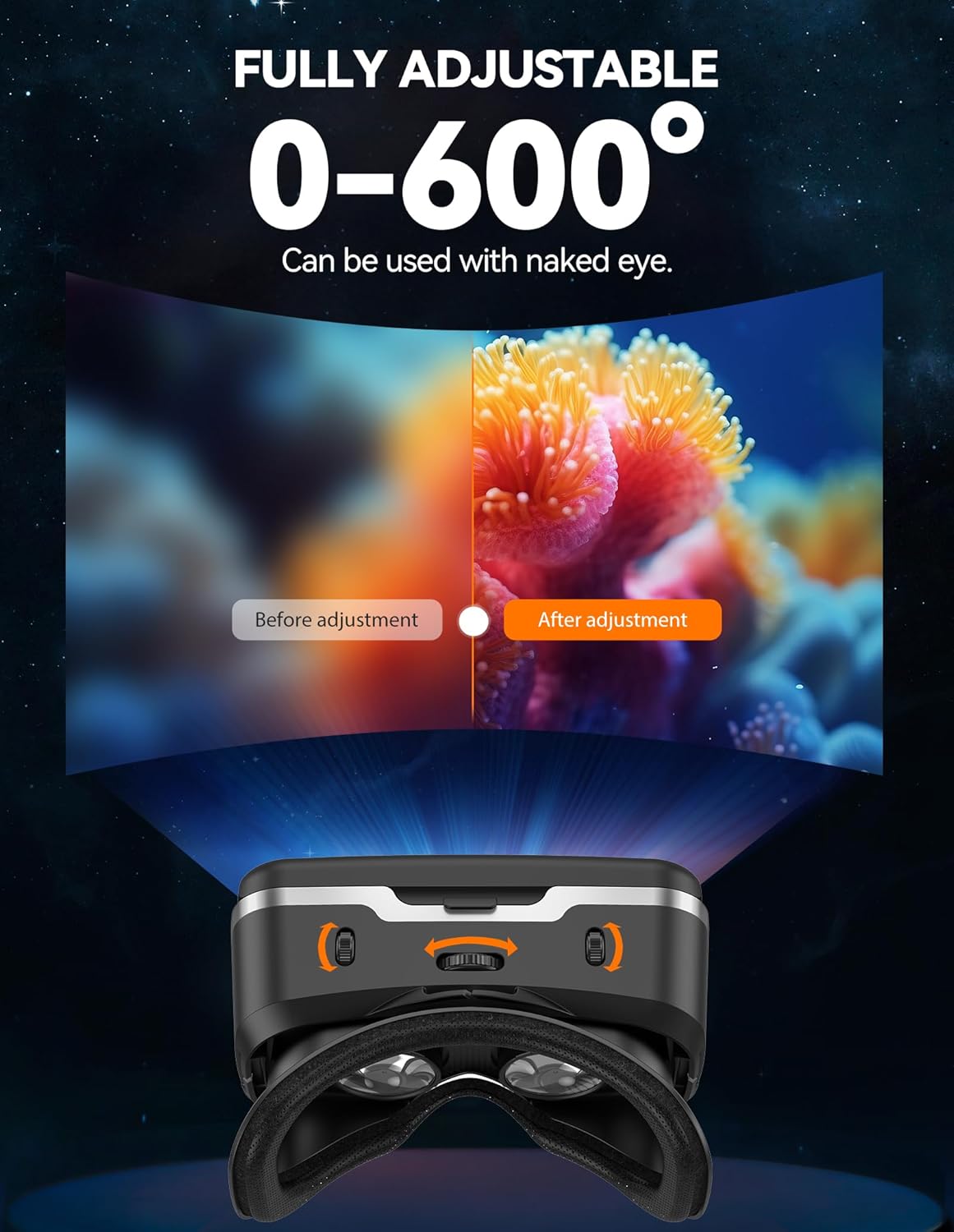 TECKNET VR Headset for Phone, Virtual Reality Headsets with HD 110°FOV Anti-Blue Light Lenses & Adjustable Gears, 3D VR Headset for Kids Compatible iPhone Samsung Android 4.7-7.2" - Black