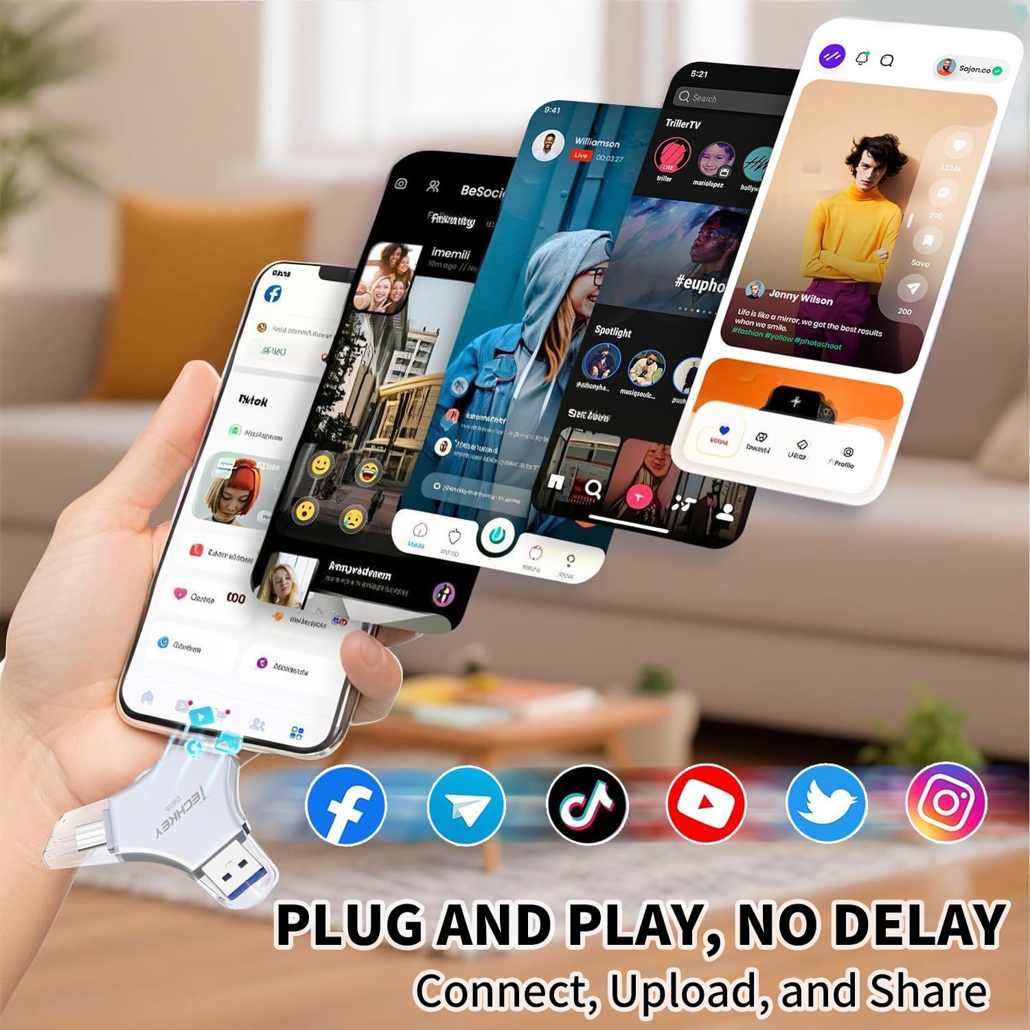 USB 3.0 Flash Drive for iPhone 256GB: MFi Certified 3in1 External Memory Photo Keeper Storage Stick for Picture/Video/Data Saver/Backup High Speed Thumb/Jump/Hard Drive for iPad/Android/PC -Grey