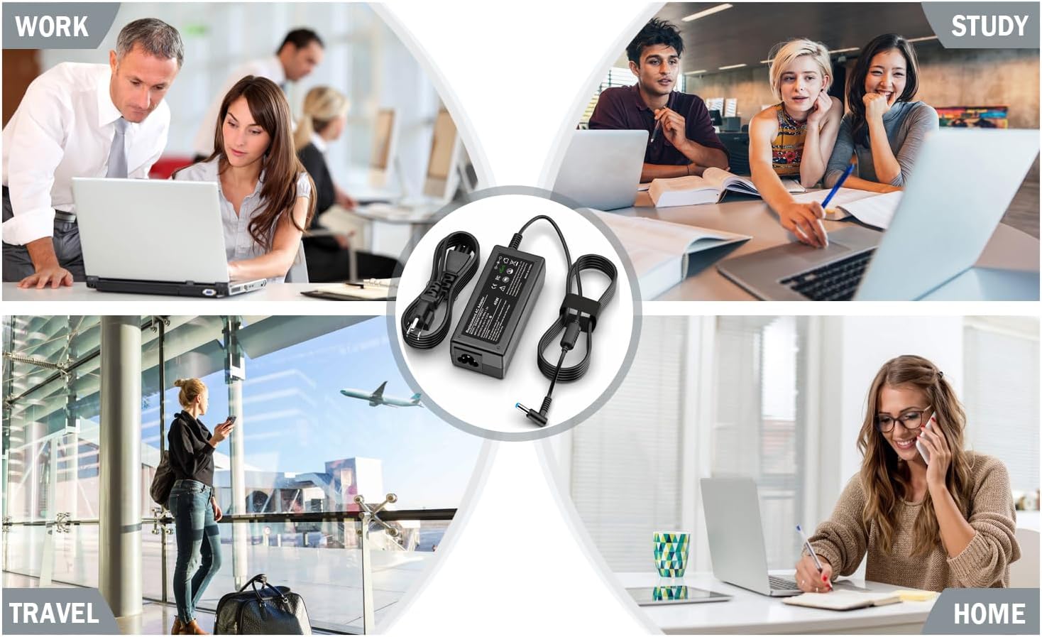 Replacement for HP Laptop Charger 65W 45W Computer Charger Smart Blue Tip Power Adapter