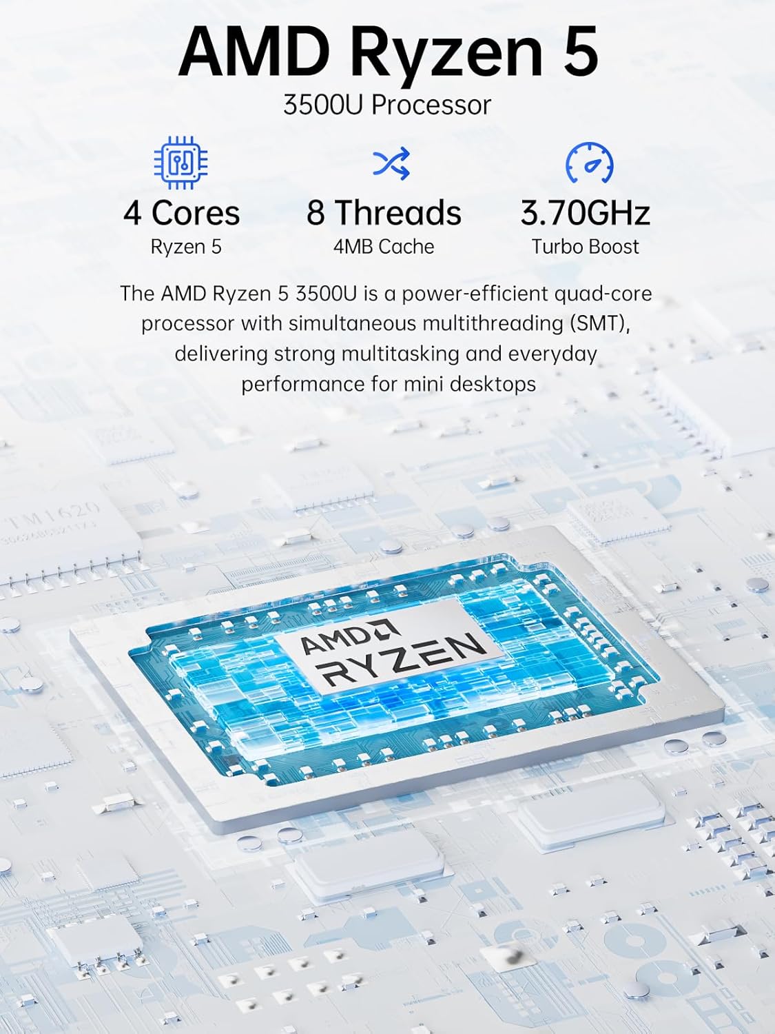 GMKtec G10 Mini PC Ryzen 5 3500U (Beats N150/N97), 16GB RAM 512GB SSD, 2.5GbE LAN for Desktop Office Home Business HTPC Proxmox, Triple 4K Display, WiFi, BT, USB-C, DP, HDMI 2.1 (Black)