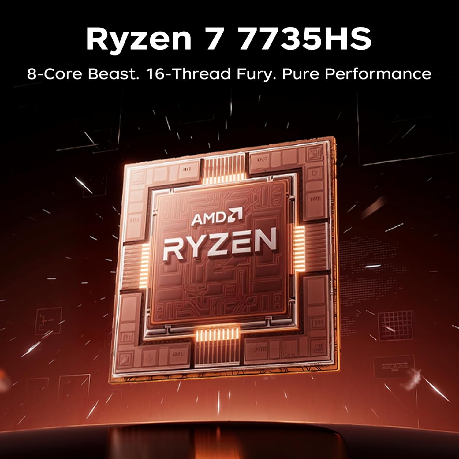 16 Inch AMD Gaming Laptop, FHD Screen Laptop with Ryzen 7 7735HS Processor up to 4.75GHz, 16GB RAM 512GB ROM Windows 11 Laptop Compute, HDMI, WiFi, Bluetooth, Type-C, Webcam, Backlit Keyboard