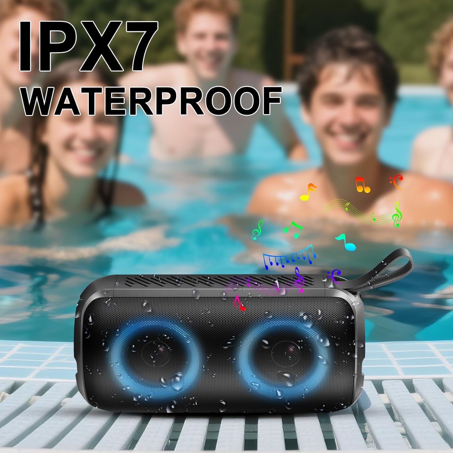 Bluetooth Speaker, 2025 New Portable Wireless Speaker with 6D Loud Sound, IPX7 Waterproof, HD Call, RGB Lights, 12H Playtime for Home/Party/Outdoor/Beach, Electronic Gadgets, Birthday Gift