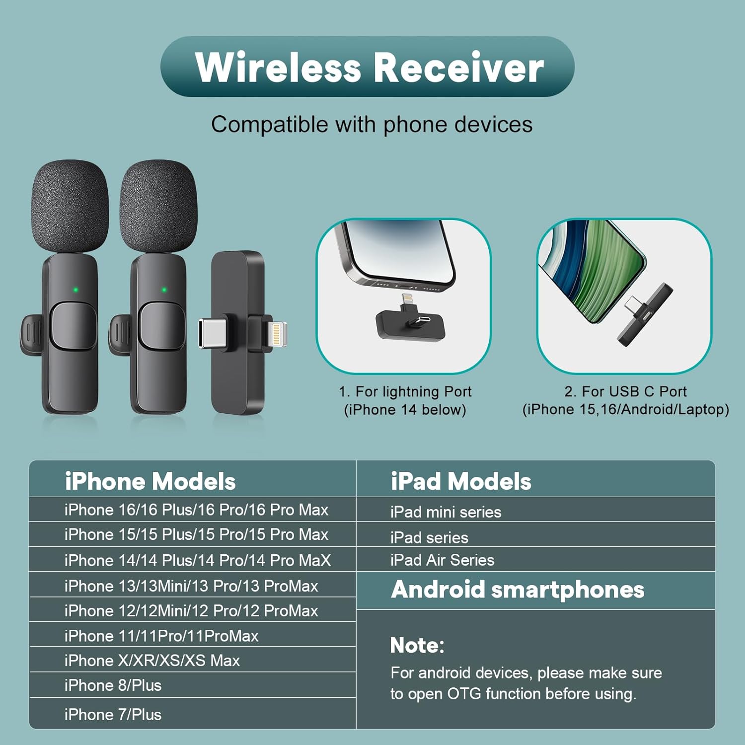 MAYBESTA Wireless Mini Microphone for iPhone, Android Phone - Bluetooth Lavalier Lapel Mic for Audio Video Recording - Clip on Content Creator Microphones for YouTube Tiktok Podcast Vlogging