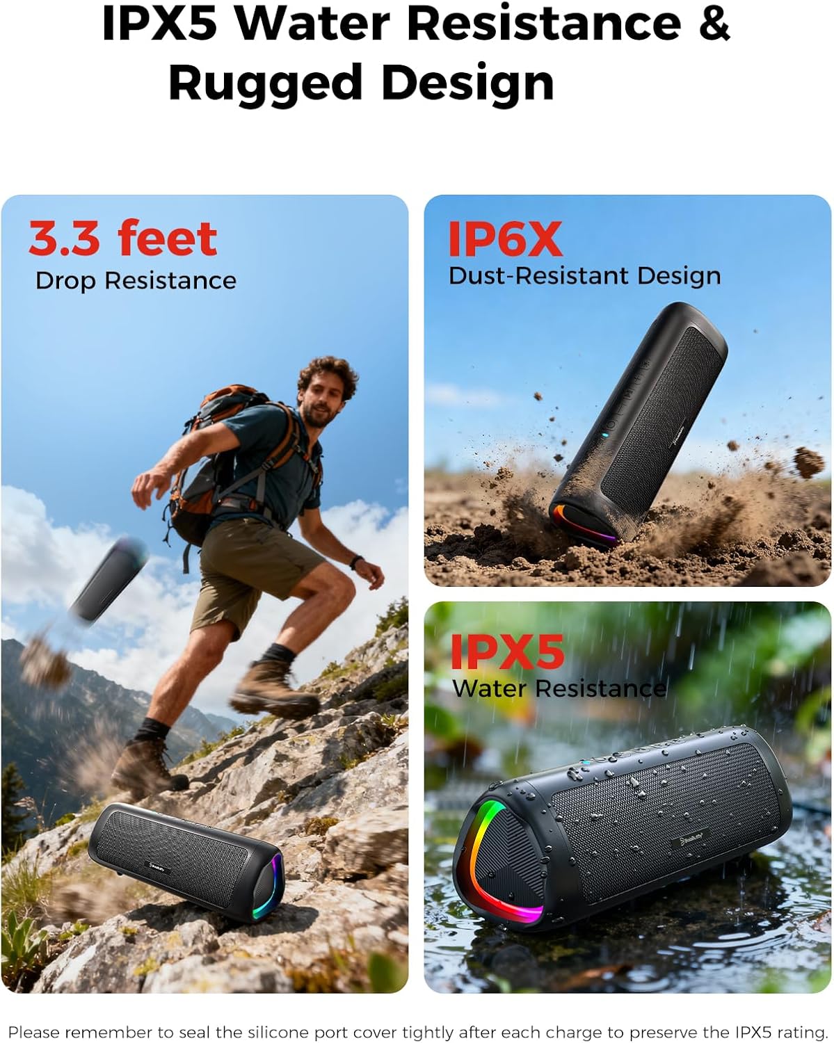 Bluetooth Speaker Gifts for Men: Portable Wireless, IPX5 Waterproof, White Elephant Gifts for Adults, Stocking Stuffers for Teens Boy Girl, Up to 20H Playtime, TWS Pair, for Home/Party/Outdoor (Black)