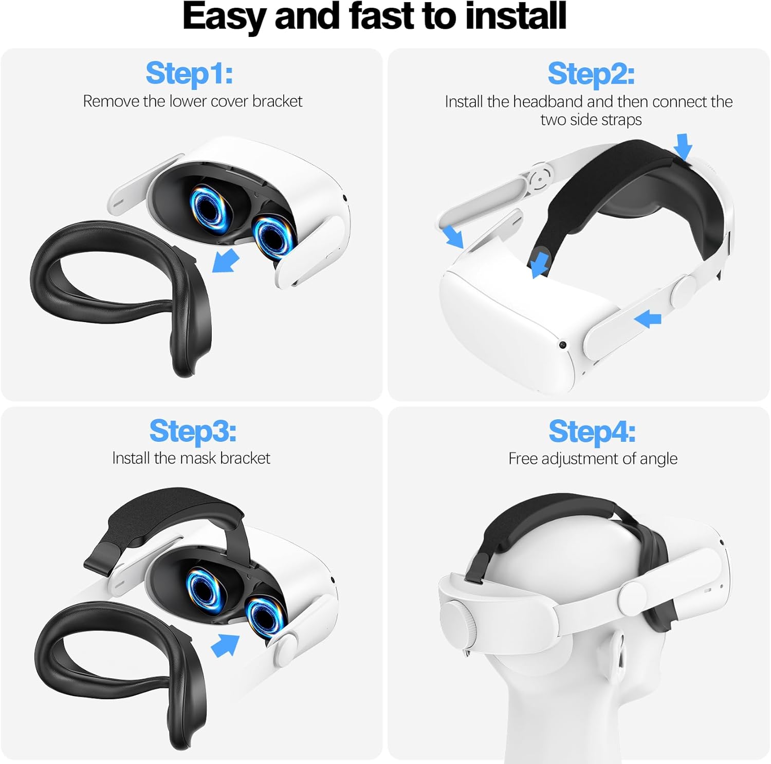 Head Strap Compatible with Oculus Quest 2,Meta Quest 2 Accessories Adjustable Elite Strap Replacement for Enhanced Comfort Support and Gaming Immersion in VR (Without Battery)