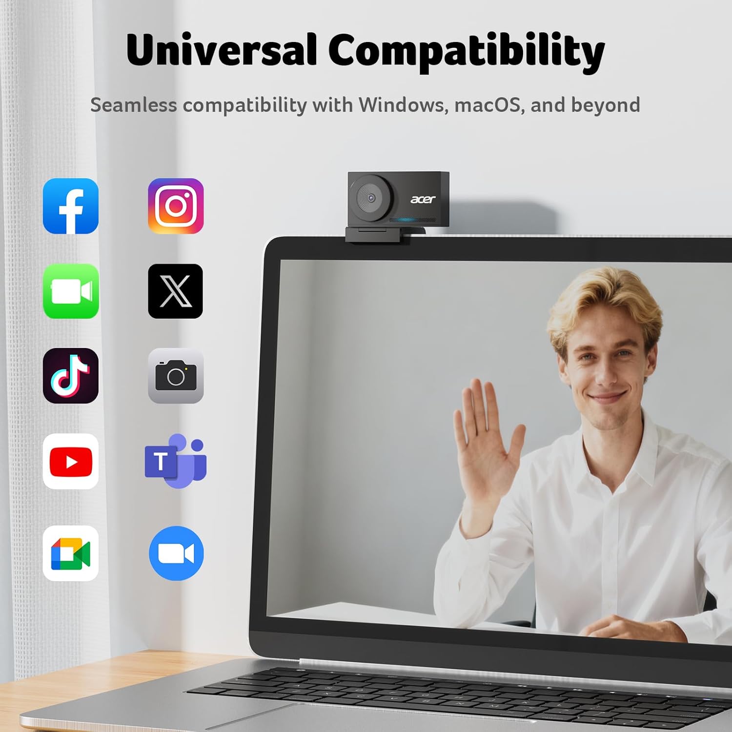 acer 4K Webcam for PC/Mac with All-Metal Unibody Sculpted, Sony 1/2