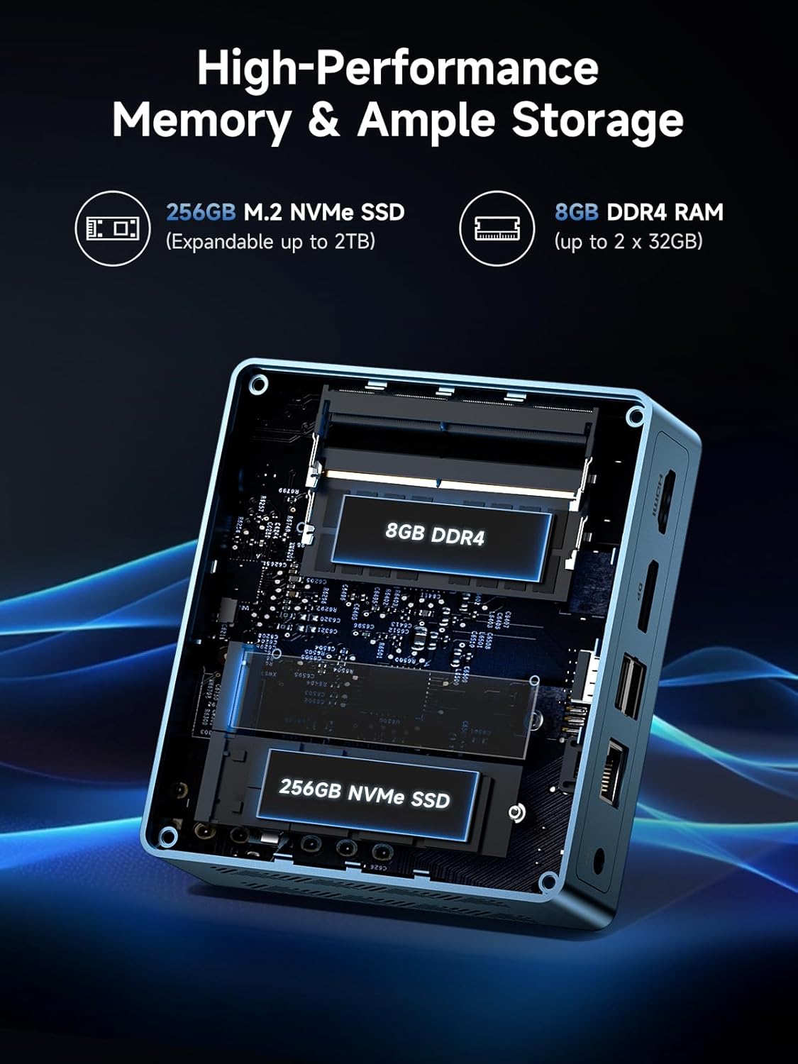 Bmax Mini PC B2 Power Intel 5205U 8GB DDR4 256GB M.2 NVMe SSD Support Expansion (64GB&4TB),HDMI 1.4&DP 1.2, USB3.2,4K Dual Display 2.4G/5G WiFi & BT5.0 Mini Desktop Computers for Home/Office/Design