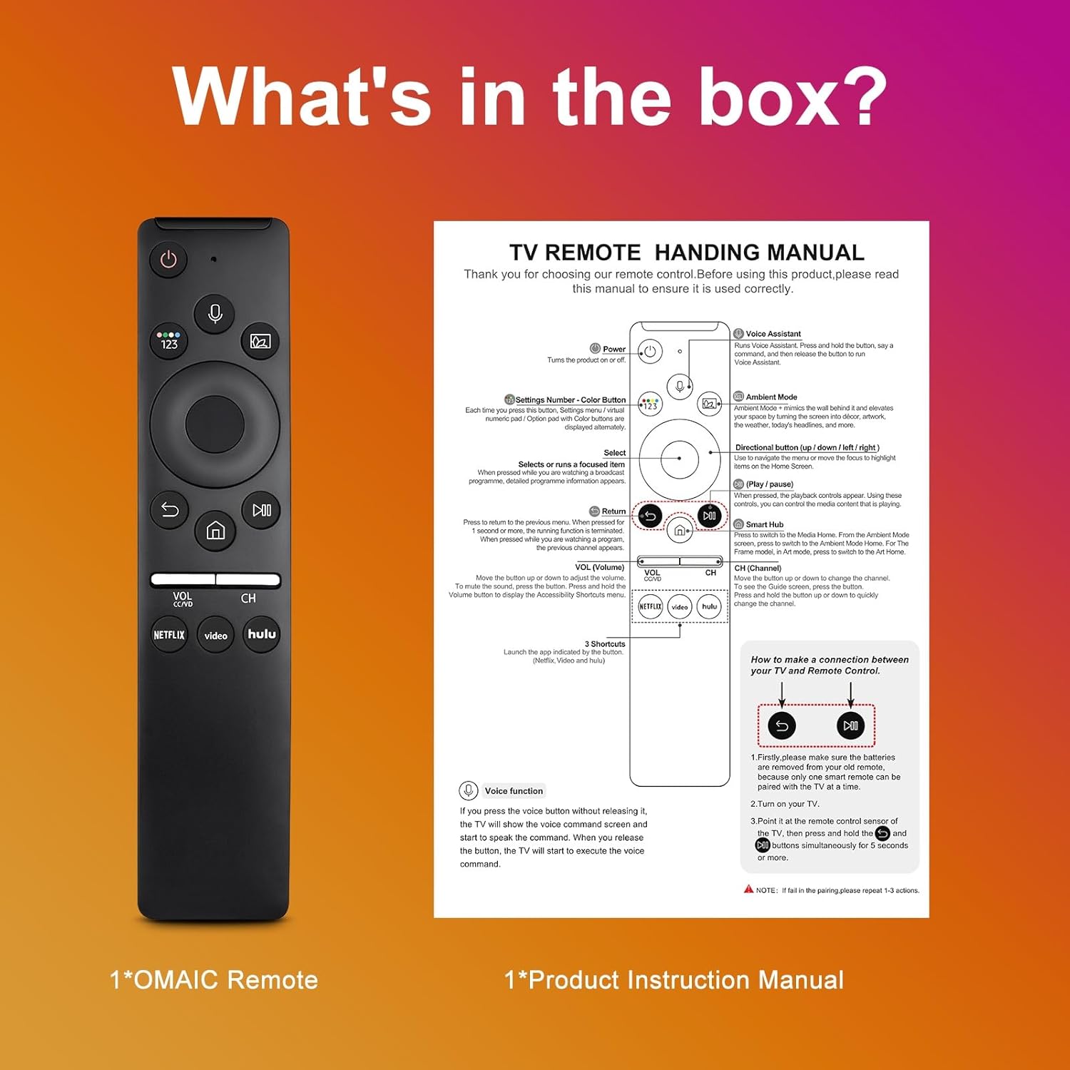 Replacement Voice Remote for Samsung-TV-Remote Control Compatible for All Samsung with Voice Function Smart Curved Frame QLED LED LCD 8K 4K TVs