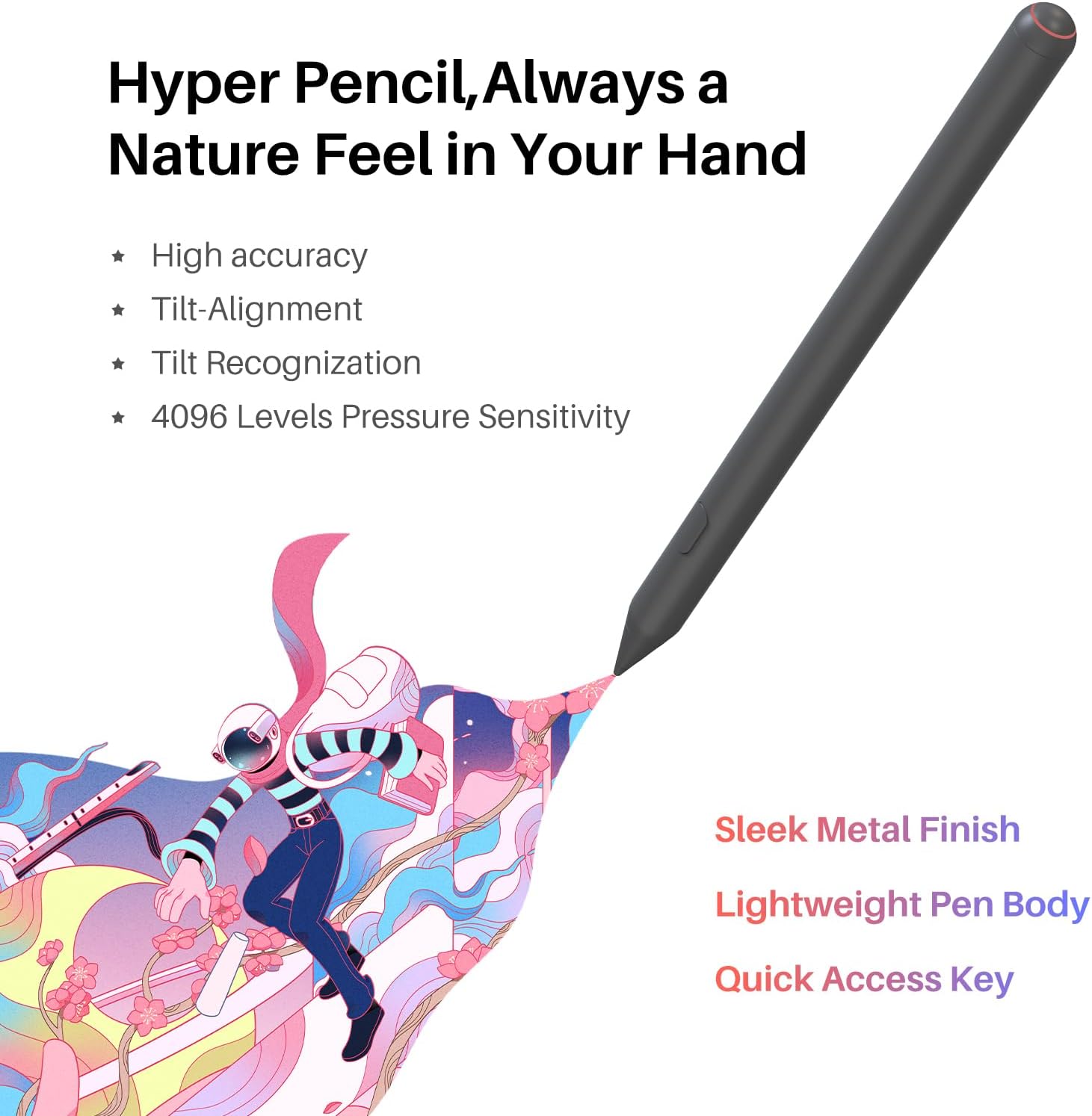 HUION Kamvas Slate 13 Standalone Drawing Tablet, 12.7 Inch No Computer Needed 2K QHD Resolution Digital Art Tablet, Full-Laminated Screen with H-Pencil, 8G+256G, Android 14, 10000mAh Battery Portable