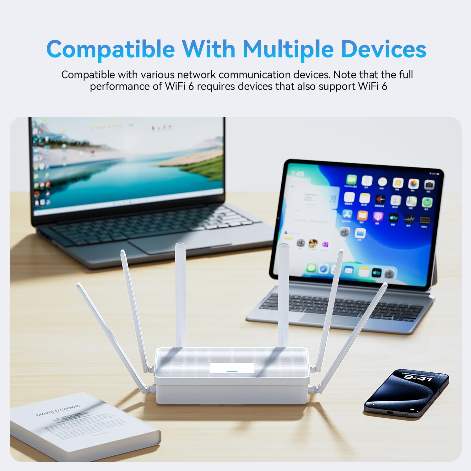 2026 New AX3000 WiFi 6 Router, Dual Band Full Gigabit Wireless Router with 6 High-Gain Antennas | 4 Gigabit Ports | Easy Setup | VPN Support, Home & Business