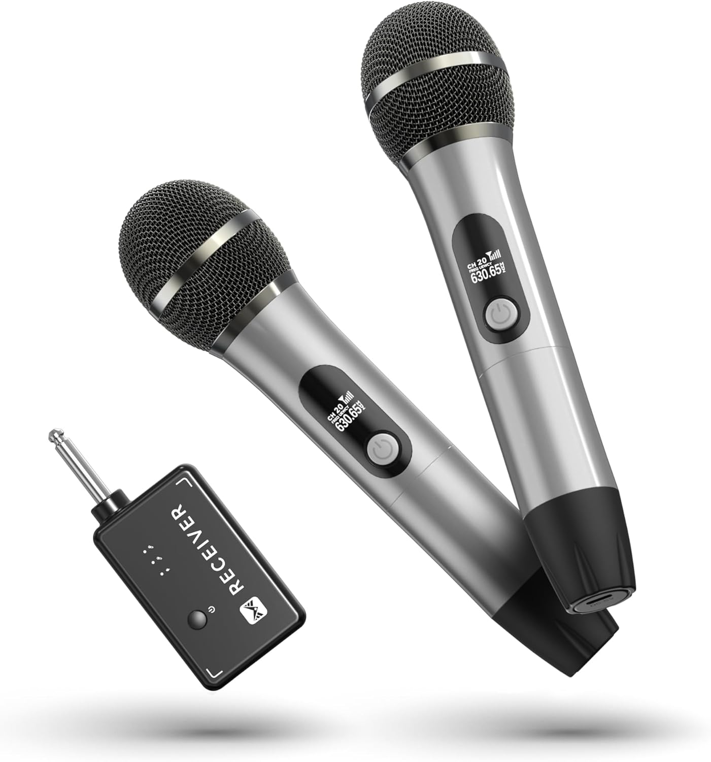 Wireless Microphones, Wireless Microphone with One-to-One Chip Connection, 40H Duration, 200 FT Distance Receiving, Semi-Metallic tube Microphone for Singing, Video Recording, YouTube, Home Party