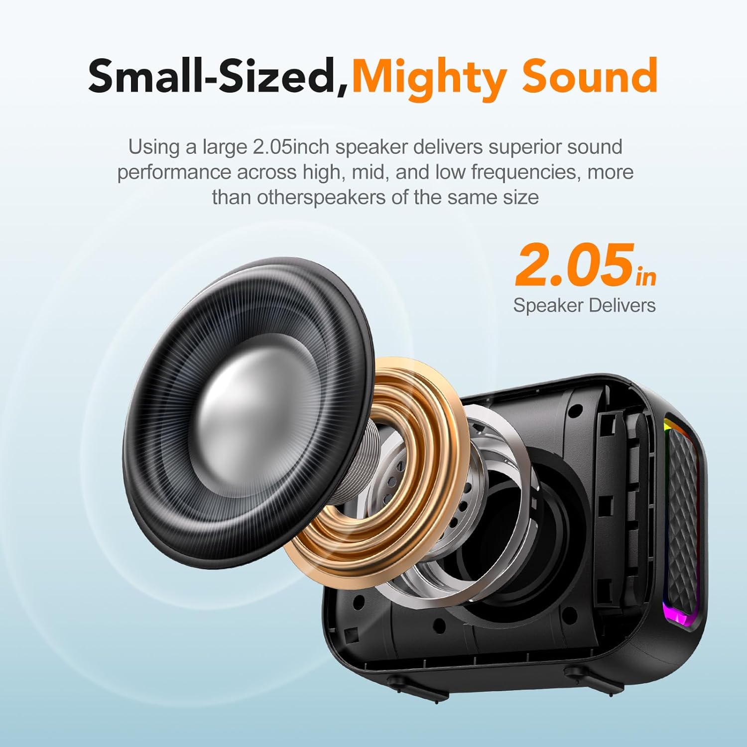 Portable Bluetooth Speaker Waterproof Gift: IPX5 HD Sound Up to 24H Playtime, TWS Pairing, Wireless Speakers with Lights, Travel Essentials Valentines Birthday Gifts for Men Women Boys Girls-Black