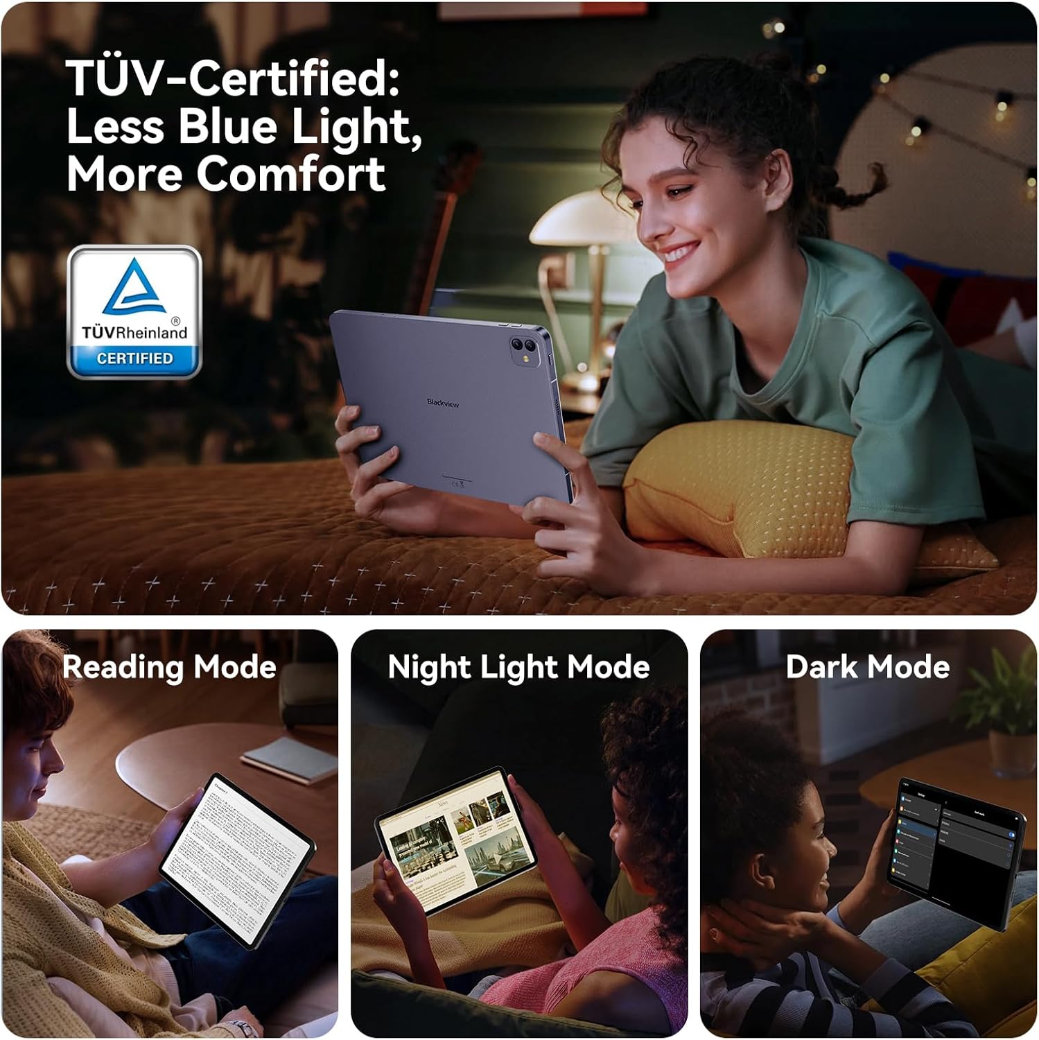 Blackview 13 inch Android 15 Tablet with Keyboard, 12.7 inch Large Screen Gaming Tablet with Pen, Helio G100,36GB+256GB, 90 Hz, 2K+, 3 AI Cameras, Widevine L1, 5G WiFi, GPS- Link 8