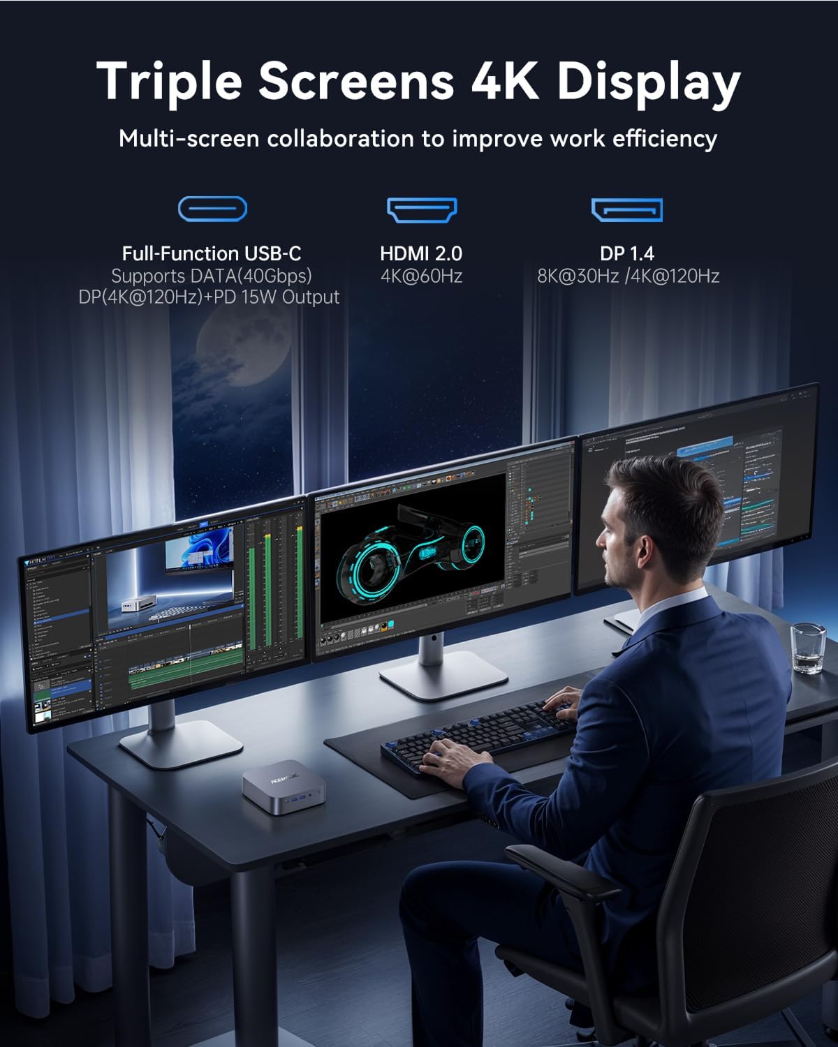 ACEMAGIC Mini Gaming PC, Intel Cere i9 13900HK 32GB RAM 1TB SSD (14C/20T) up to 5.4GHz USB4/HDMI/DP/Wifi 6E 2.5G LAN,Mini PC Windows 11 pro Small Computers Desktop Beat i9 12900HK/7840HS/6800H