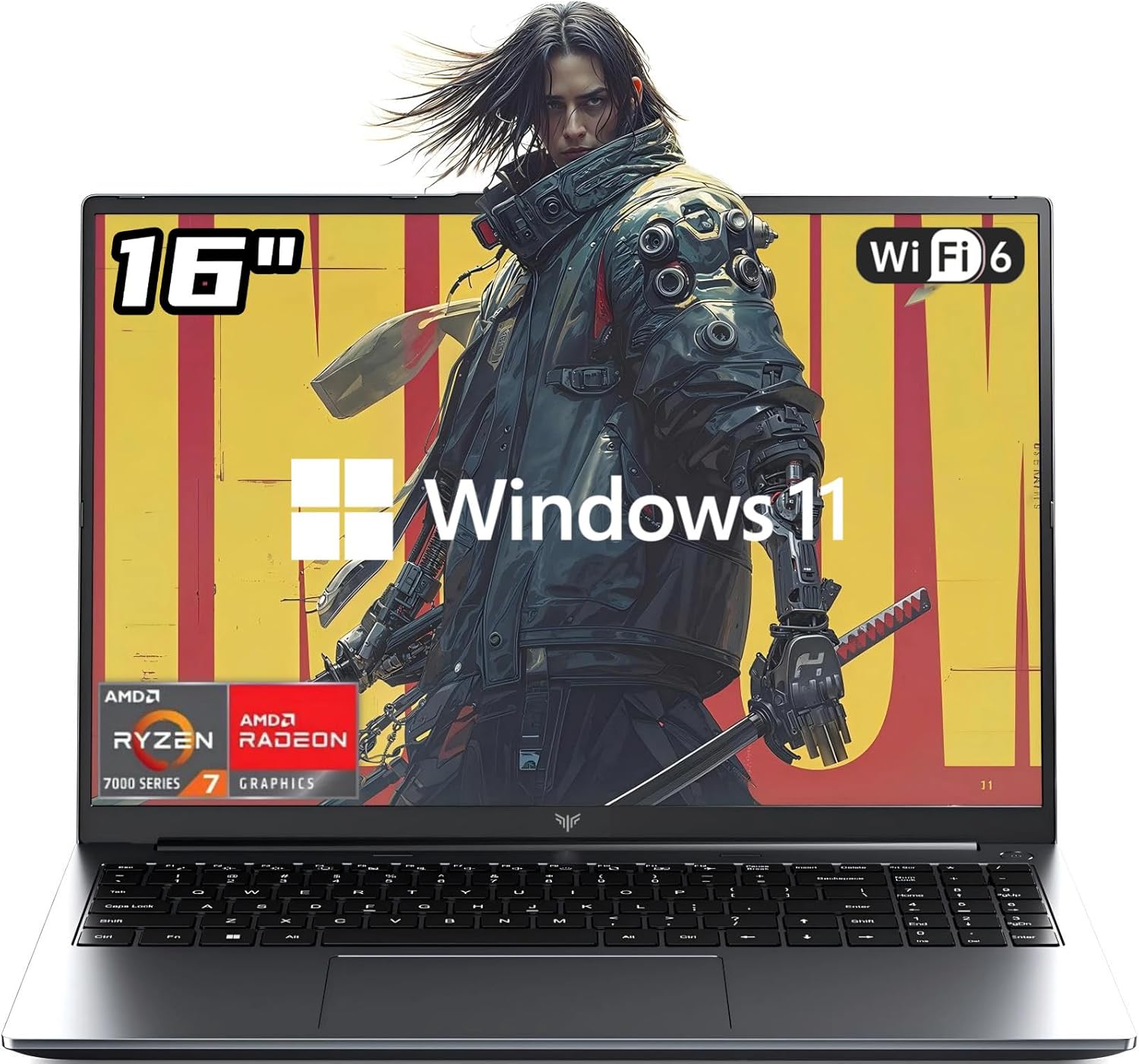 16 Inch AMD Gaming Laptop, FHD Screen Laptop with Ryzen 7 7735HS Processor up to 4.75GHz, 16GB RAM 512GB ROM Windows 11 Laptop Compute, HDMI, WiFi, Bluetooth, Type-C, Webcam, Backlit Keyboard